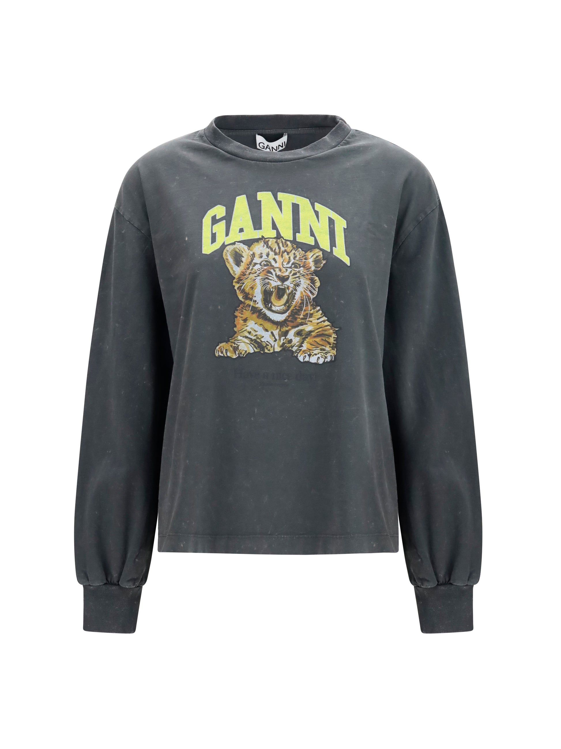 Ganni Women Long-Sleeve Tiger-Print T-Shirt GANNI