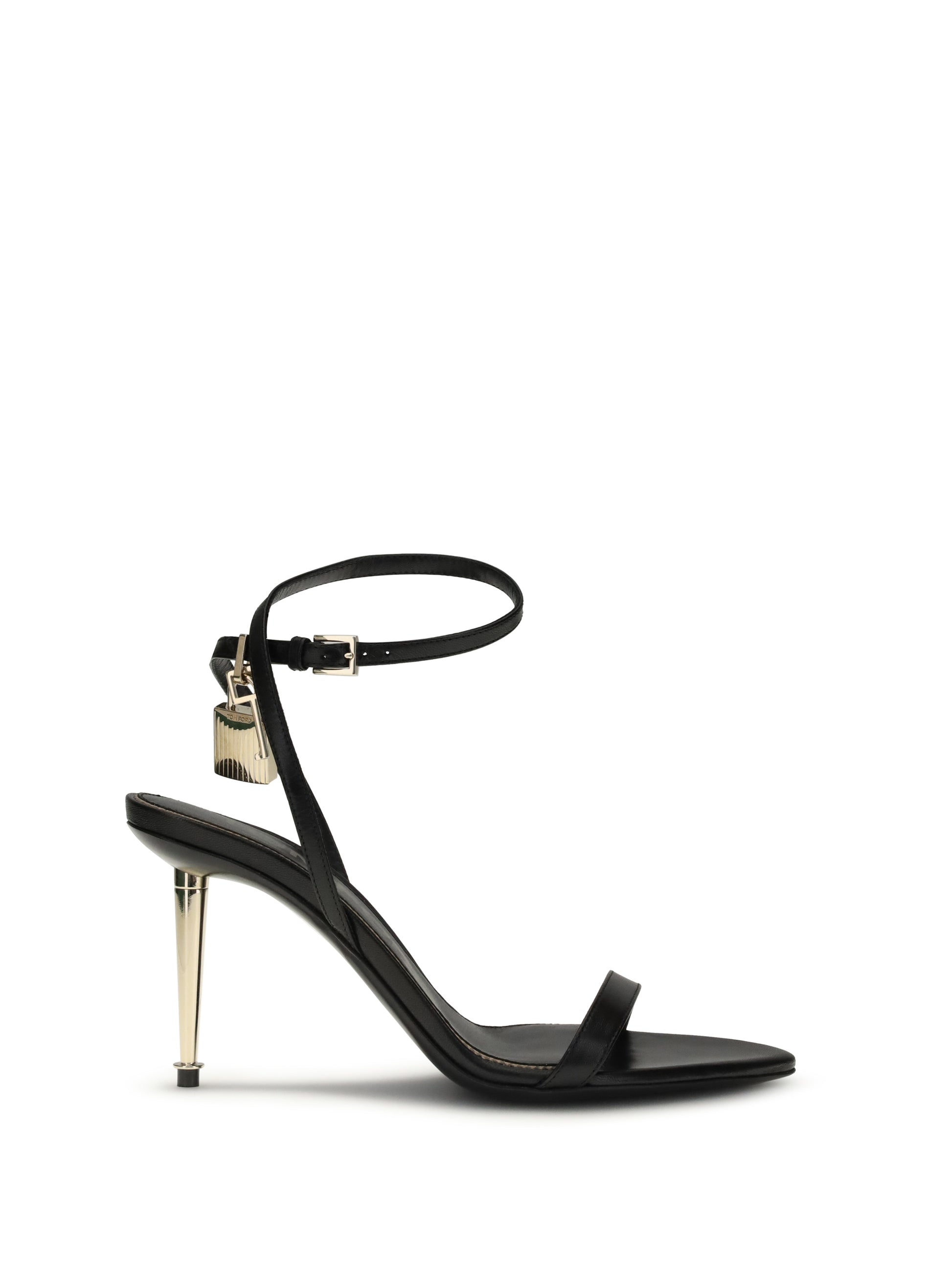 Tom Ford Women Shiny Leather Padlock Pointy Naked Sandal TOM FORD