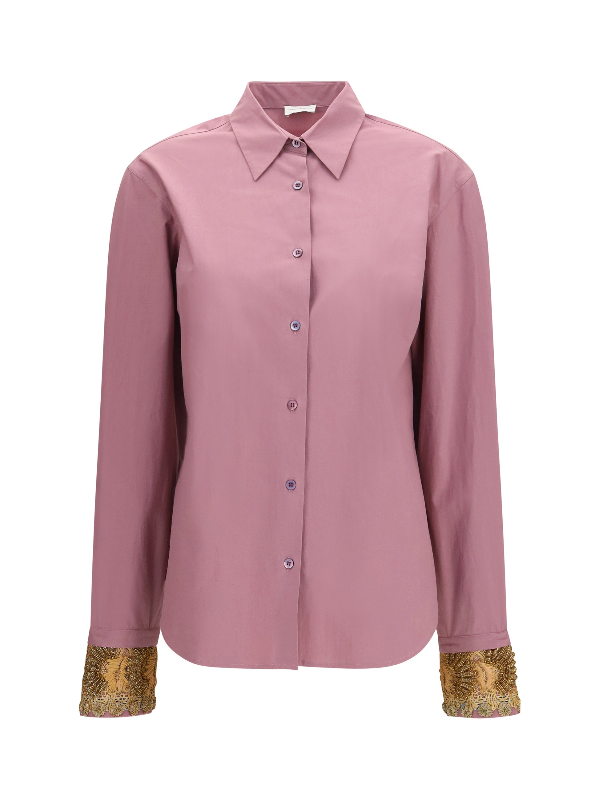 Dries Van Noten Women Cotton Shirt With Floral Embroidered Cuffs DRIES VAN NOTEN