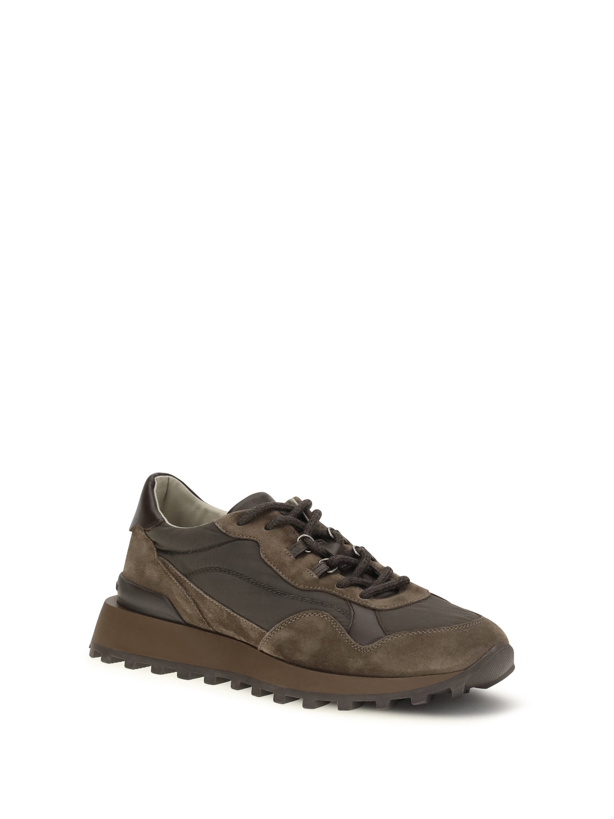 Brunello Cucinelli Women Suede And Techno Cotton Sneakers With Shiny Detail BRUNELLO CUCINELLI