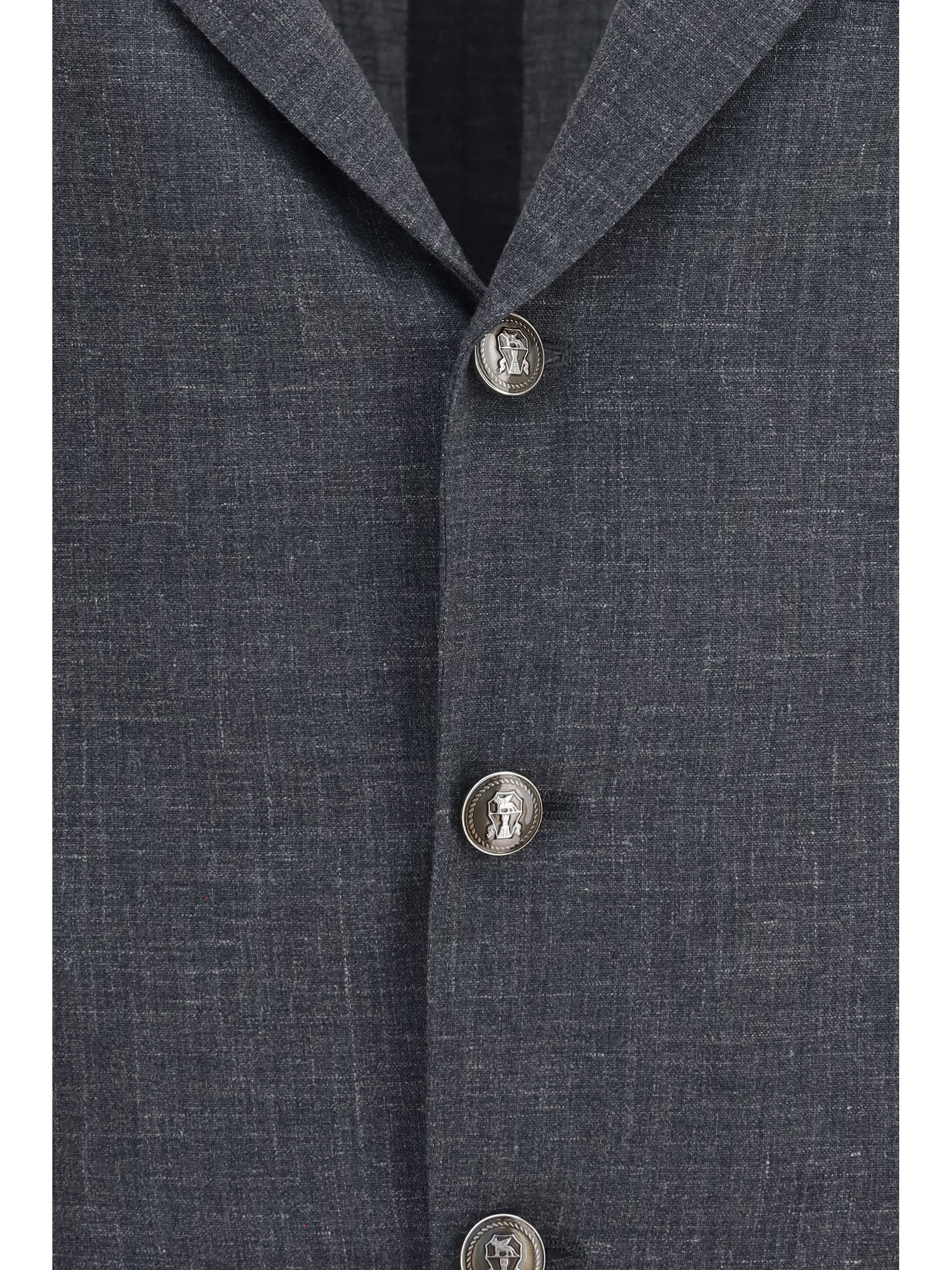 Brunello Cucinelli Men Deconstructed Jacket In Flame-Textured Wool, Silk, And Linen BRUNELLO CUCINELLI
