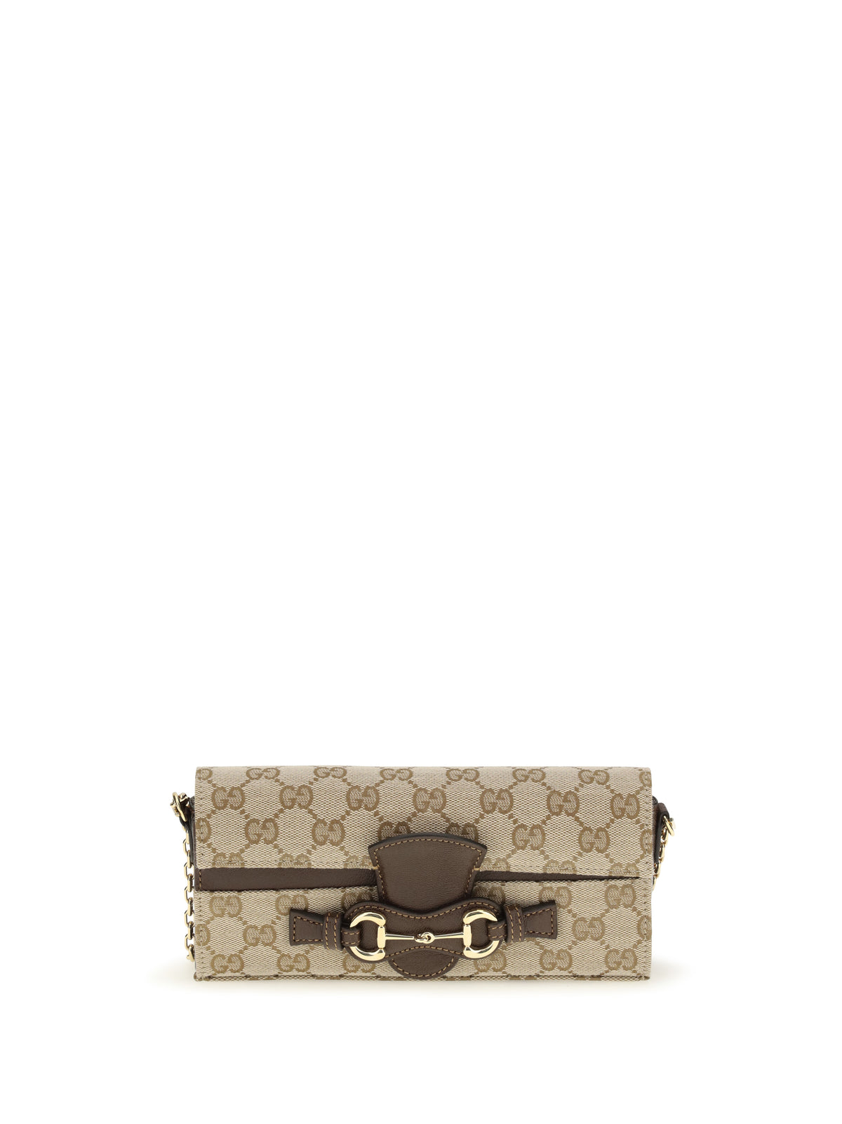 Gucci Women Gg Fabric Chain Wallet With Horsebit GUCCI