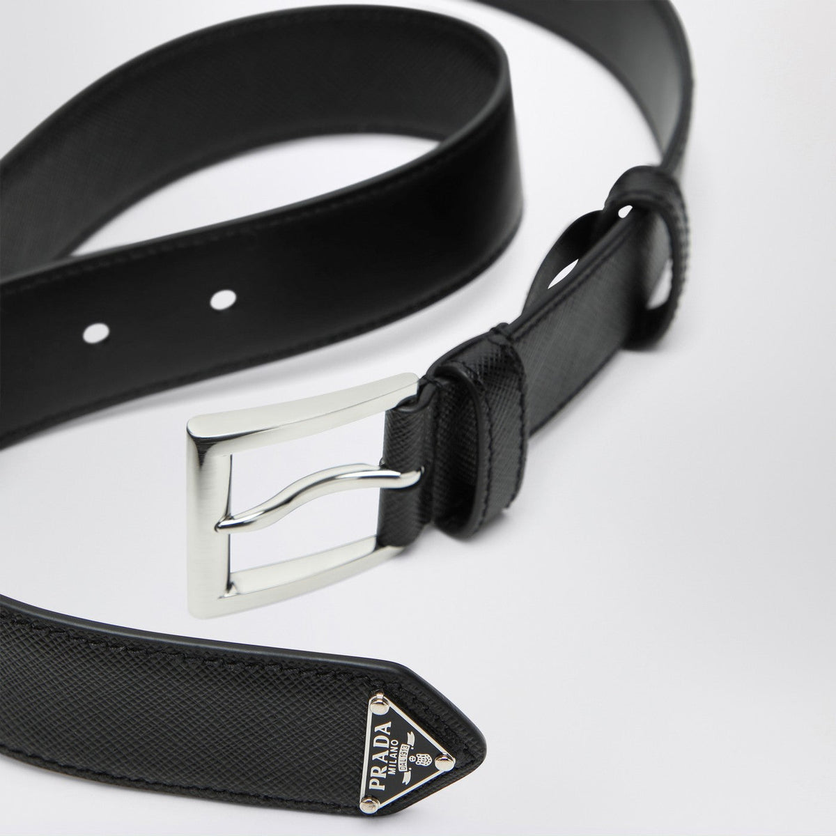 Prada Black Saffiano Belt Men PRADA