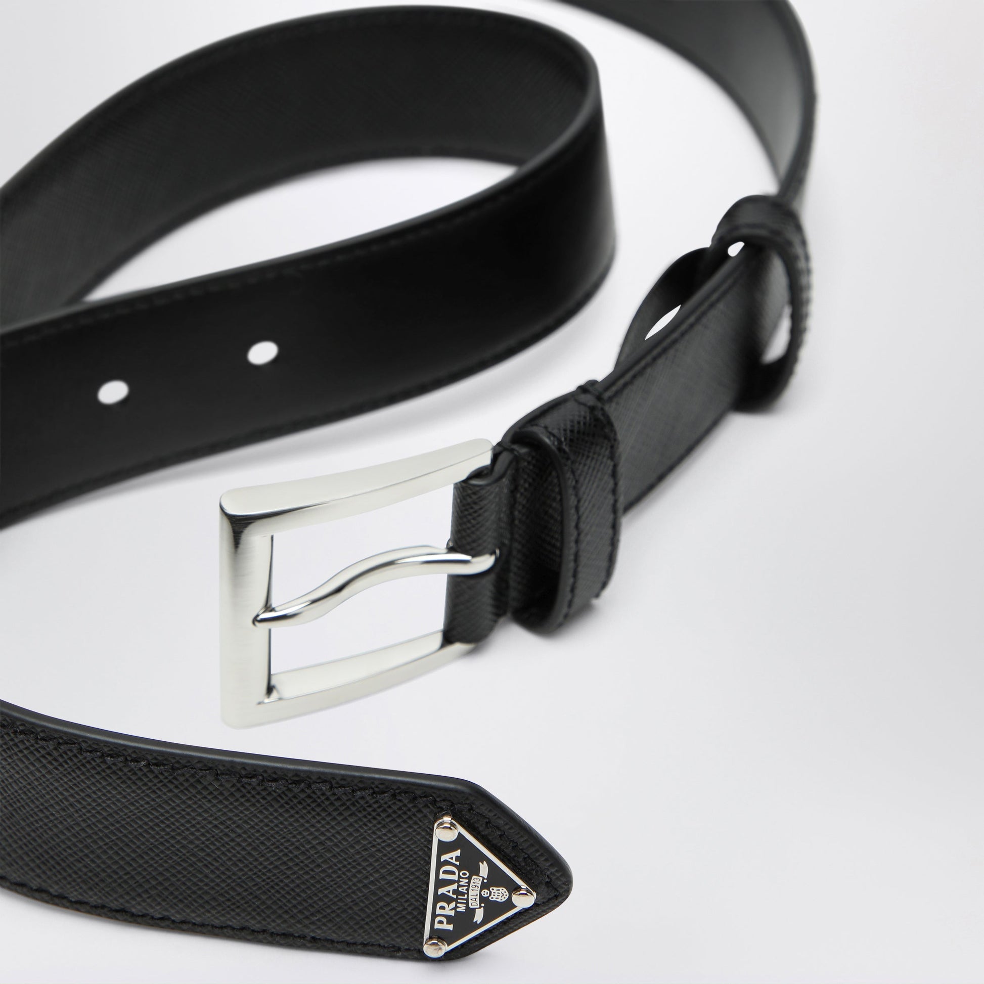 Prada Black Saffiano Belt Men PRADA