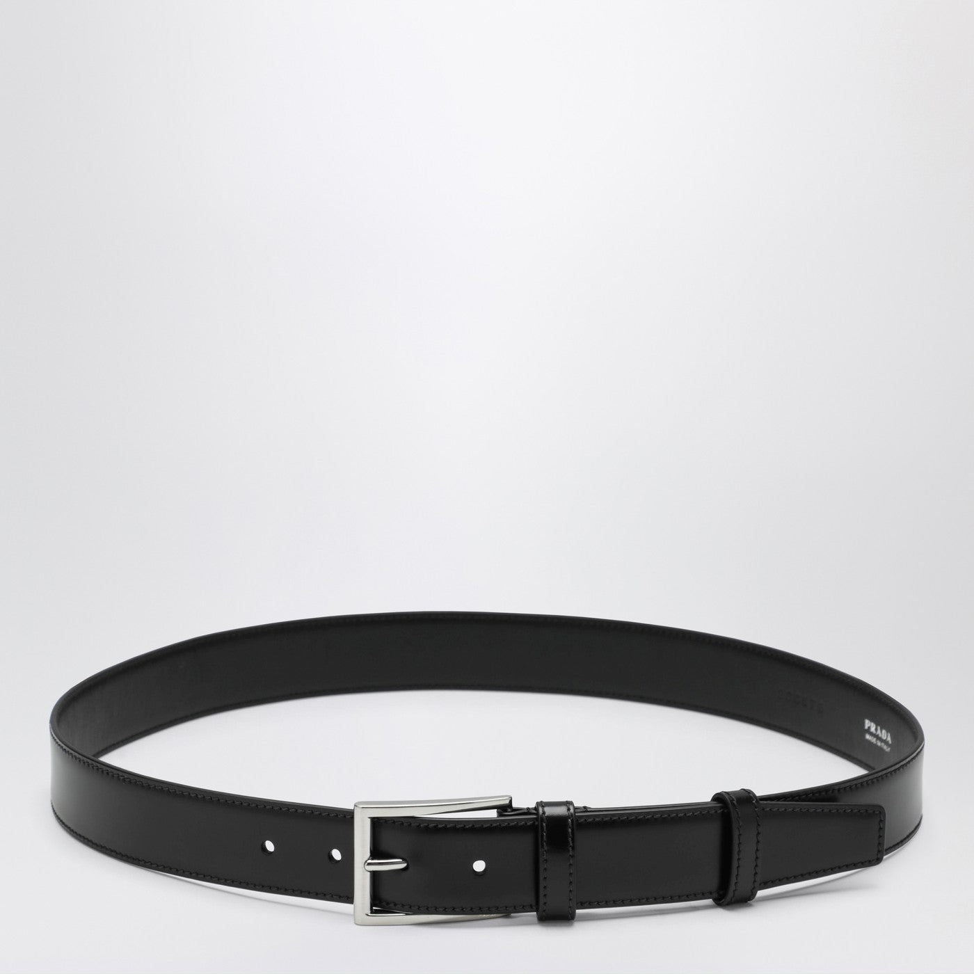 Prada Black Polished Leather Belt Men PRADA