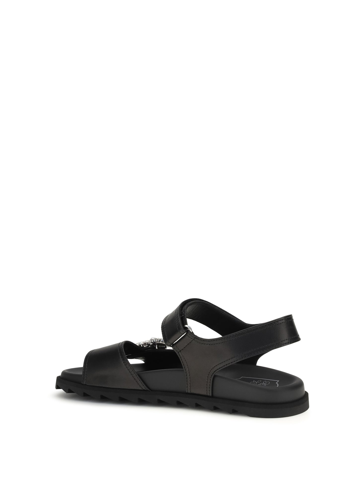 Roger Vivier Women Leather Sandals With Crystal Buckle ROGER VIVIER