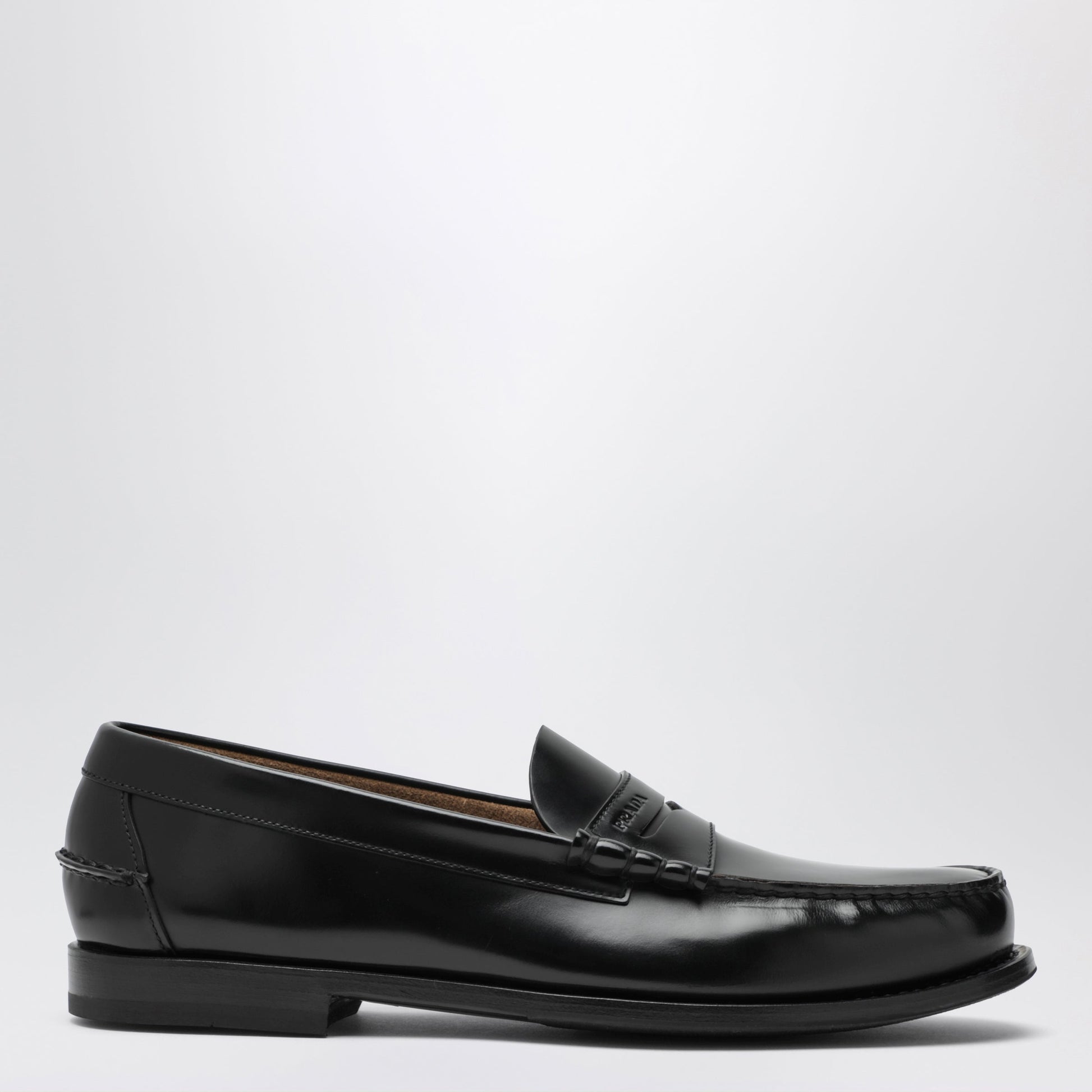 Prada Black Brushed Leather Loafers Men PRADA