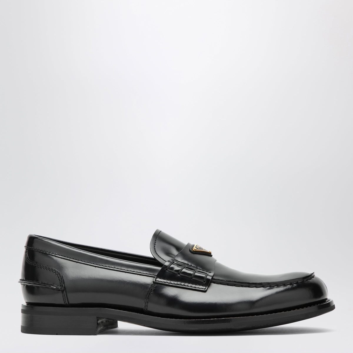 Prada Brushed Leather Moccasins In Black Men PRADA