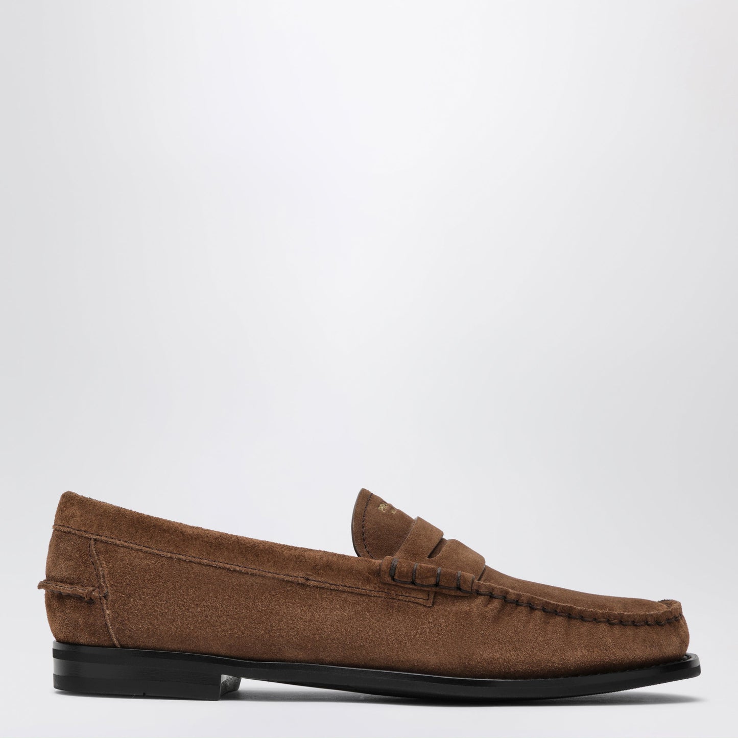 Prada Cacao Aged-Effect Suede Loafers Men PRADA