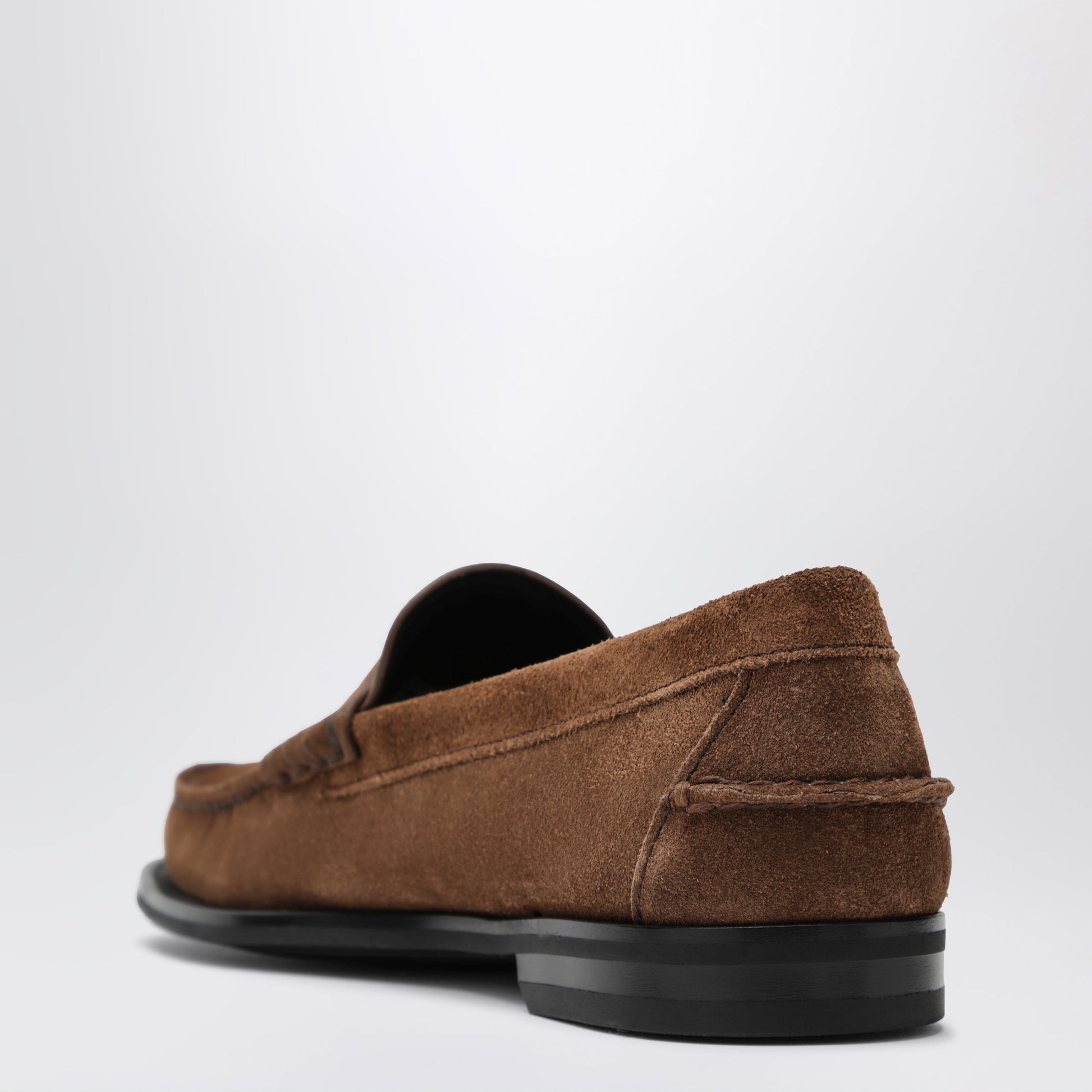 Prada Cacao Aged-Effect Suede Loafers Men PRADA