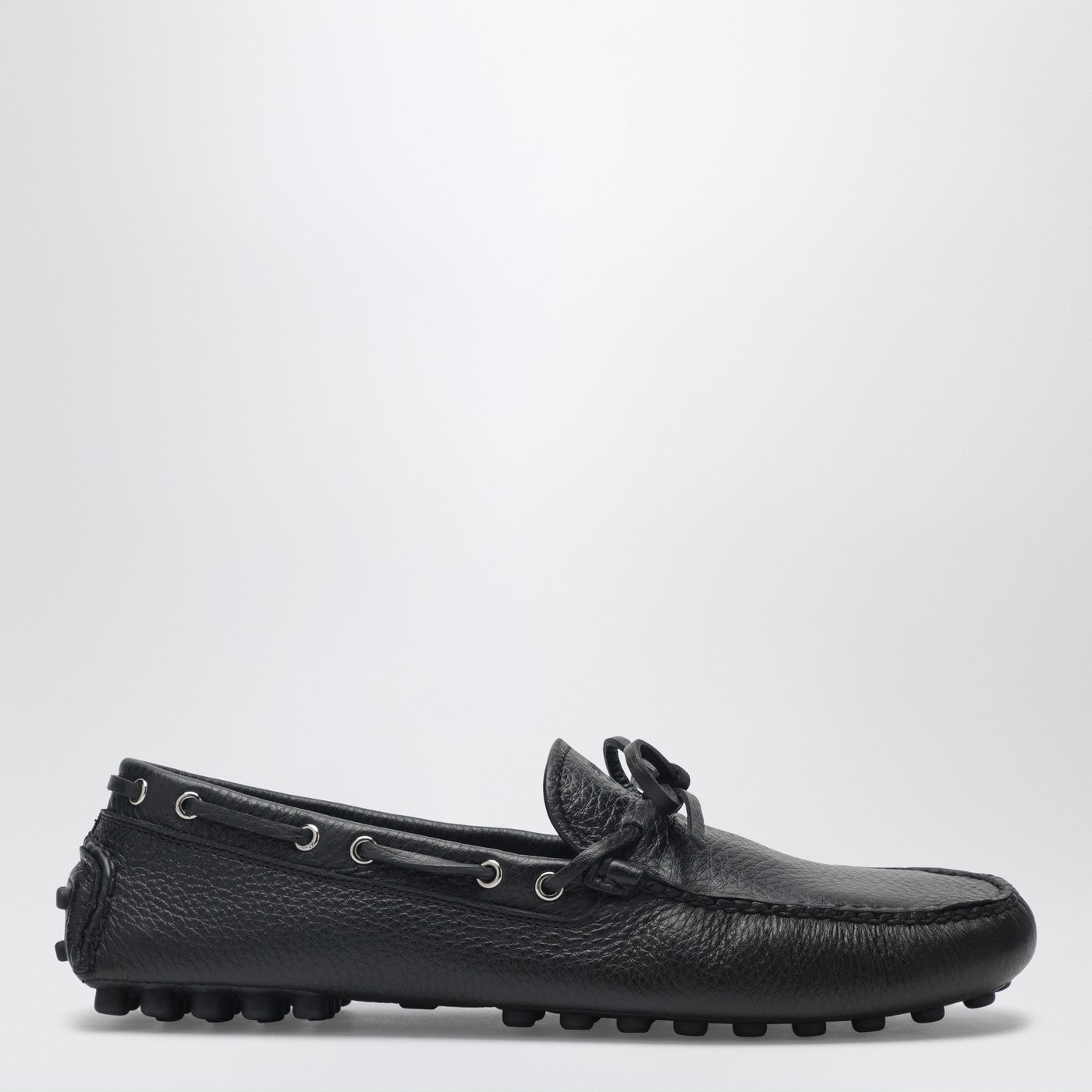 Prada Black Leather Loafers With Strap Men PRADA