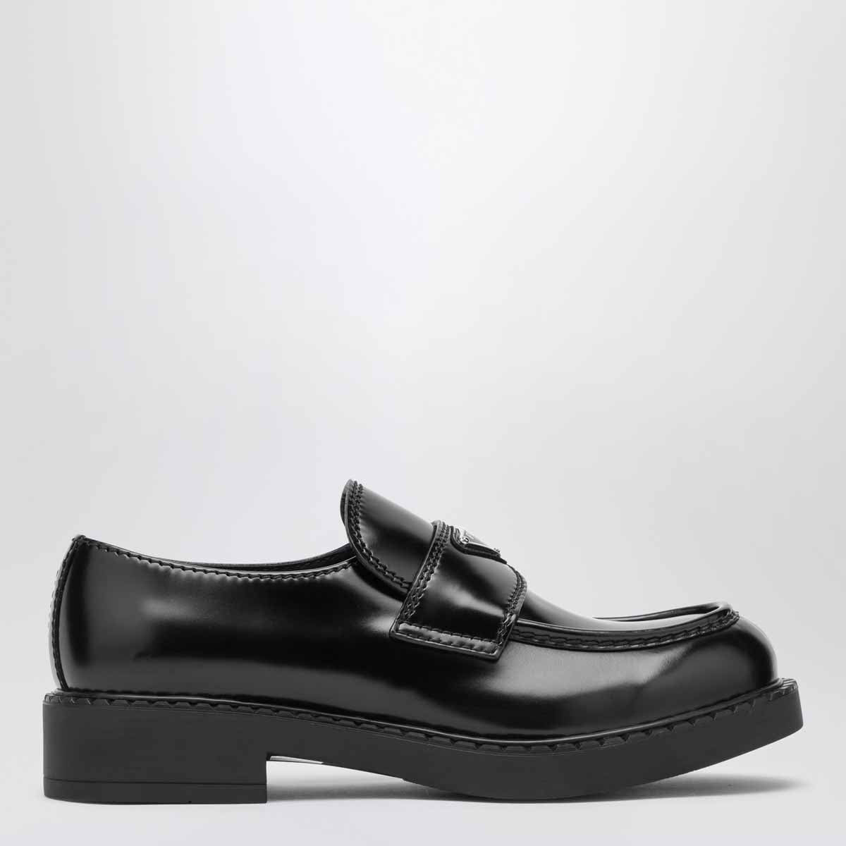 Prada Chocolate Moccasins In Black Brushed Leather Men PRADA