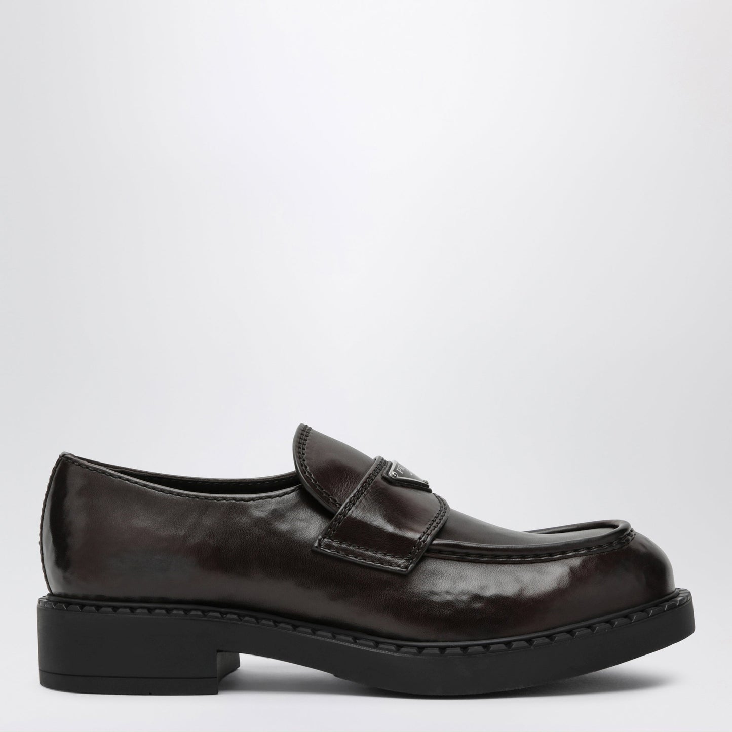 Prada Chocolate Leather Loafers In Brown Leather Men PRADA