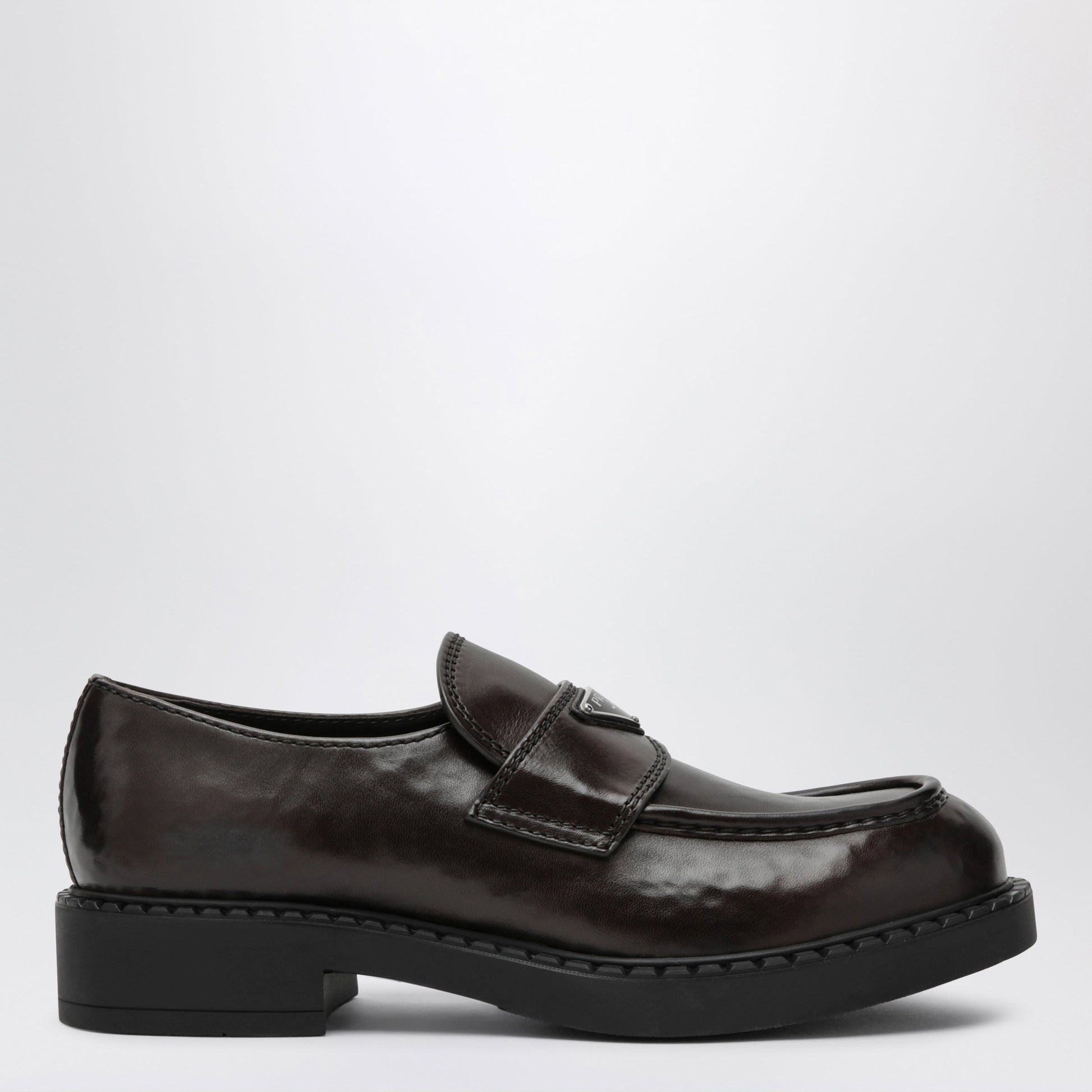Prada Chocolate Leather Loafers In Brown Leather Men PRADA