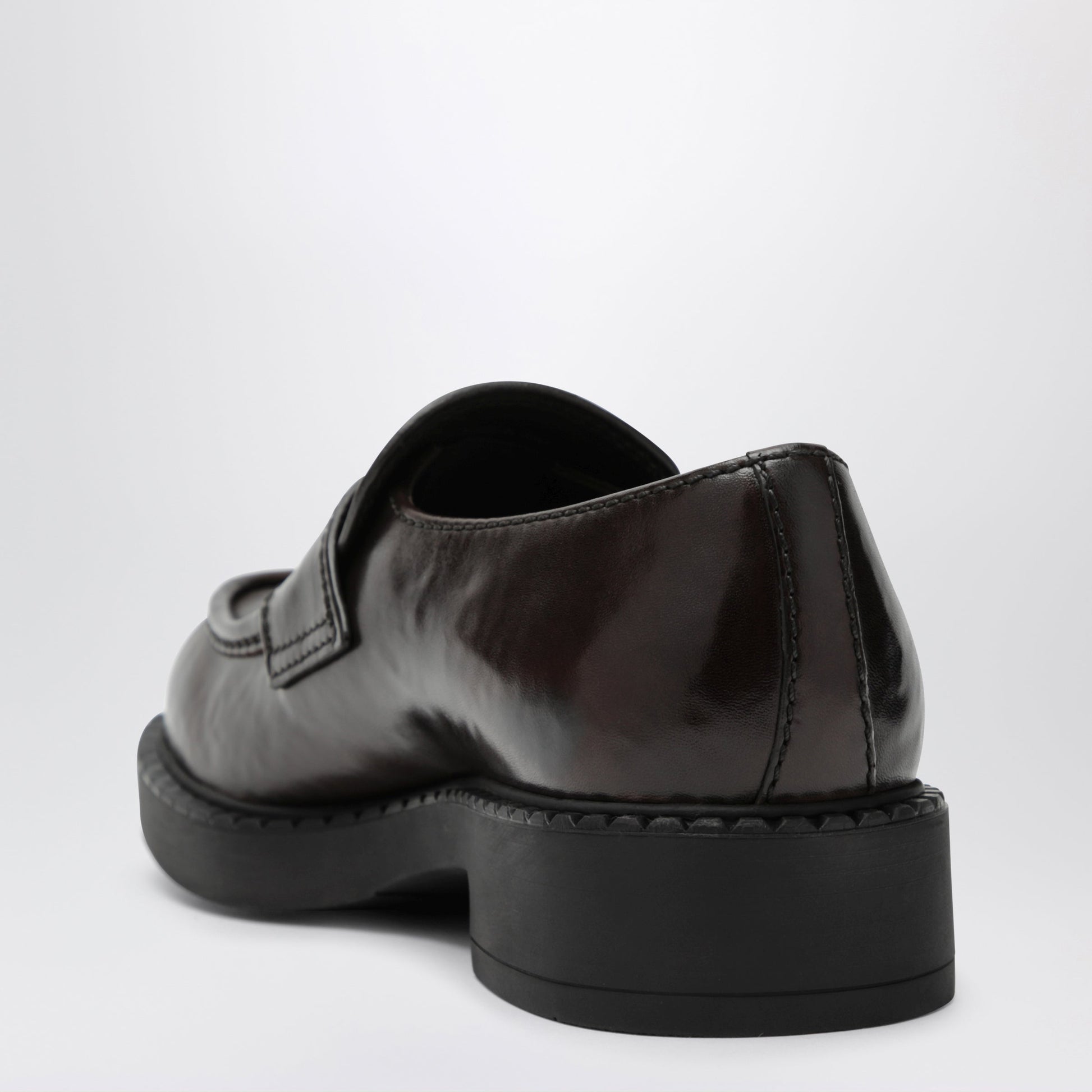 Prada Chocolate Leather Loafers In Brown Leather Men PRADA