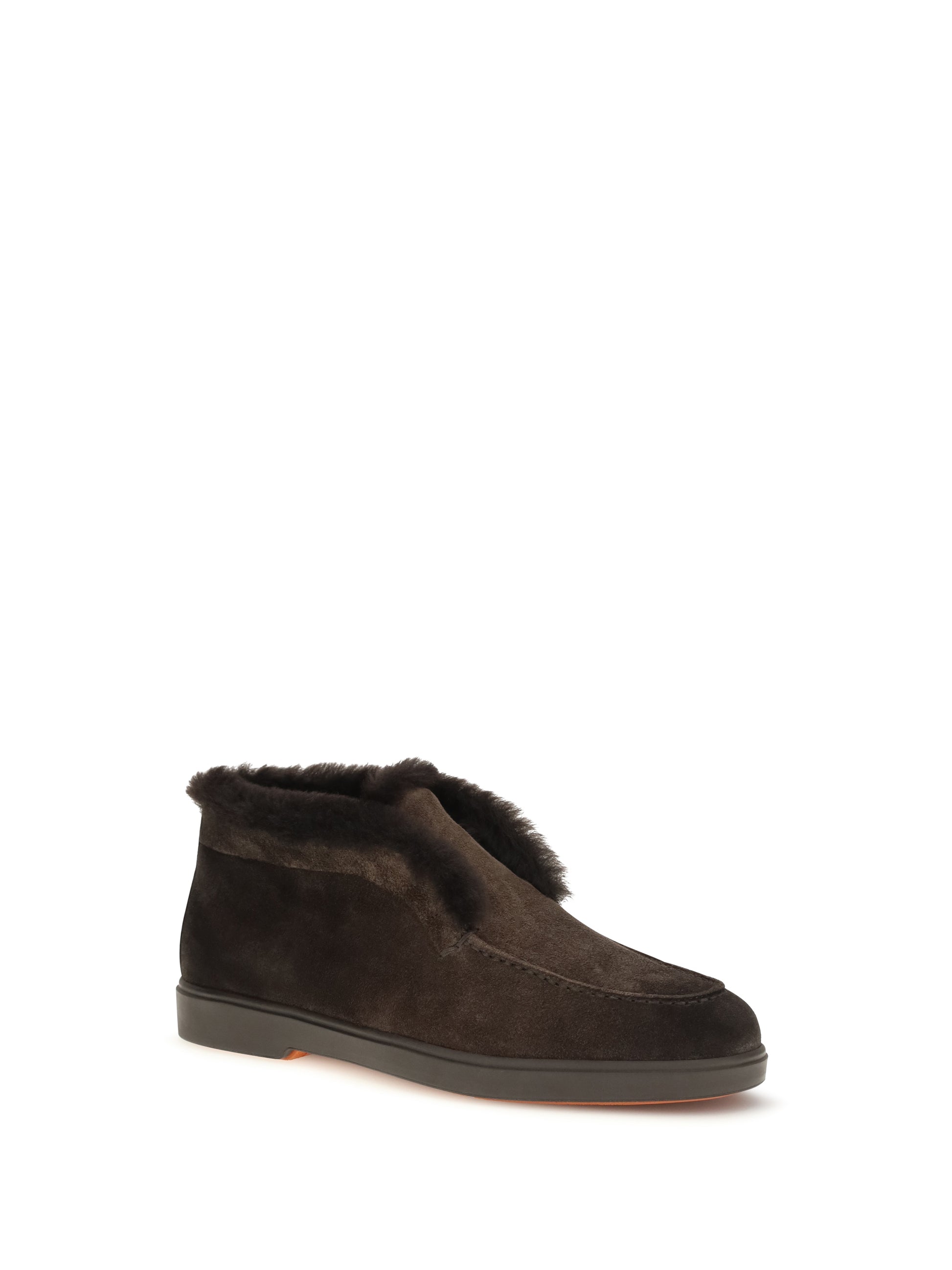 Santoni Women Suede Shearling Ankle Boots SANTONI