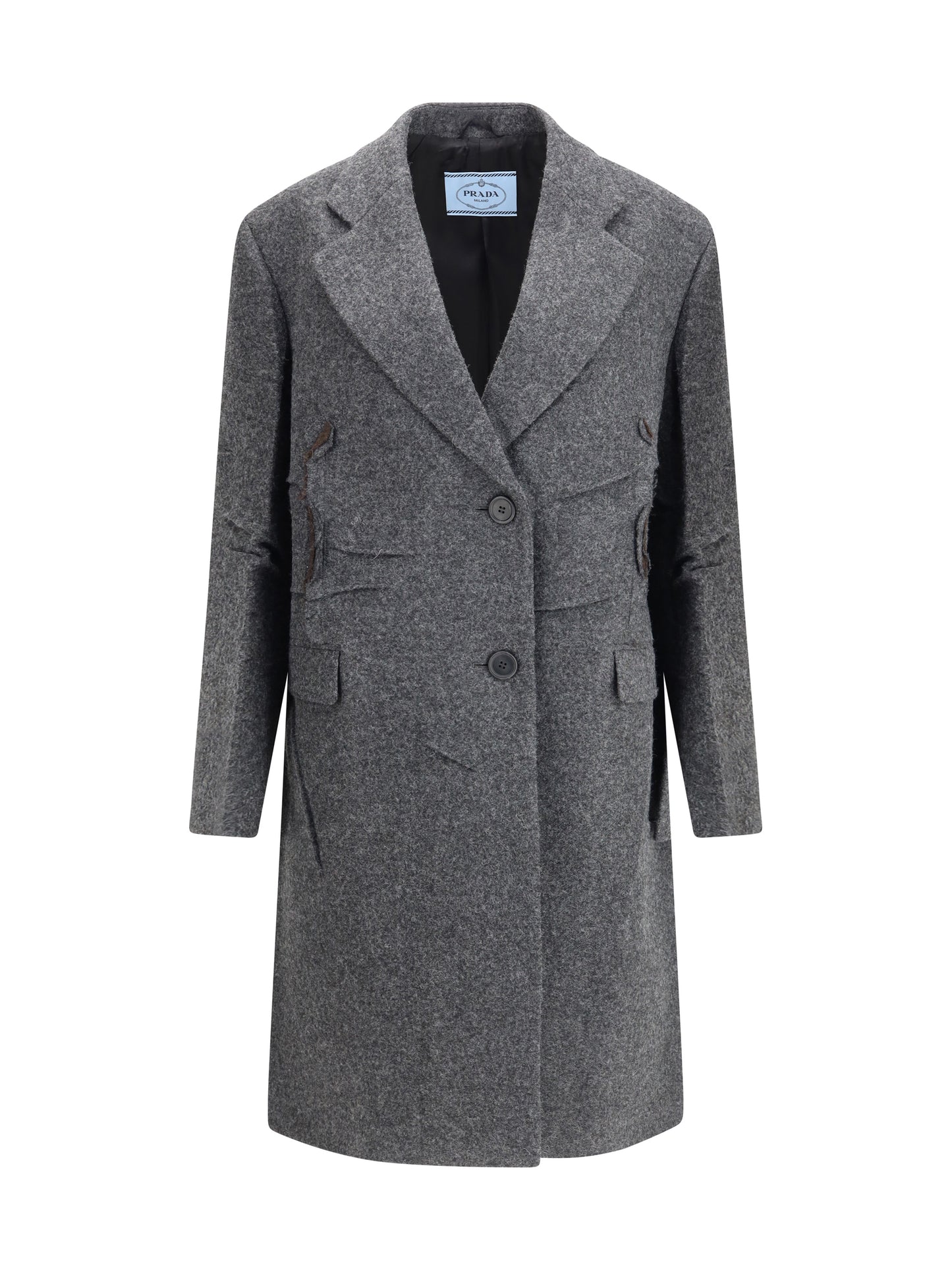 Prada Women Single-Breasted Shetland Wool Coat PRADA