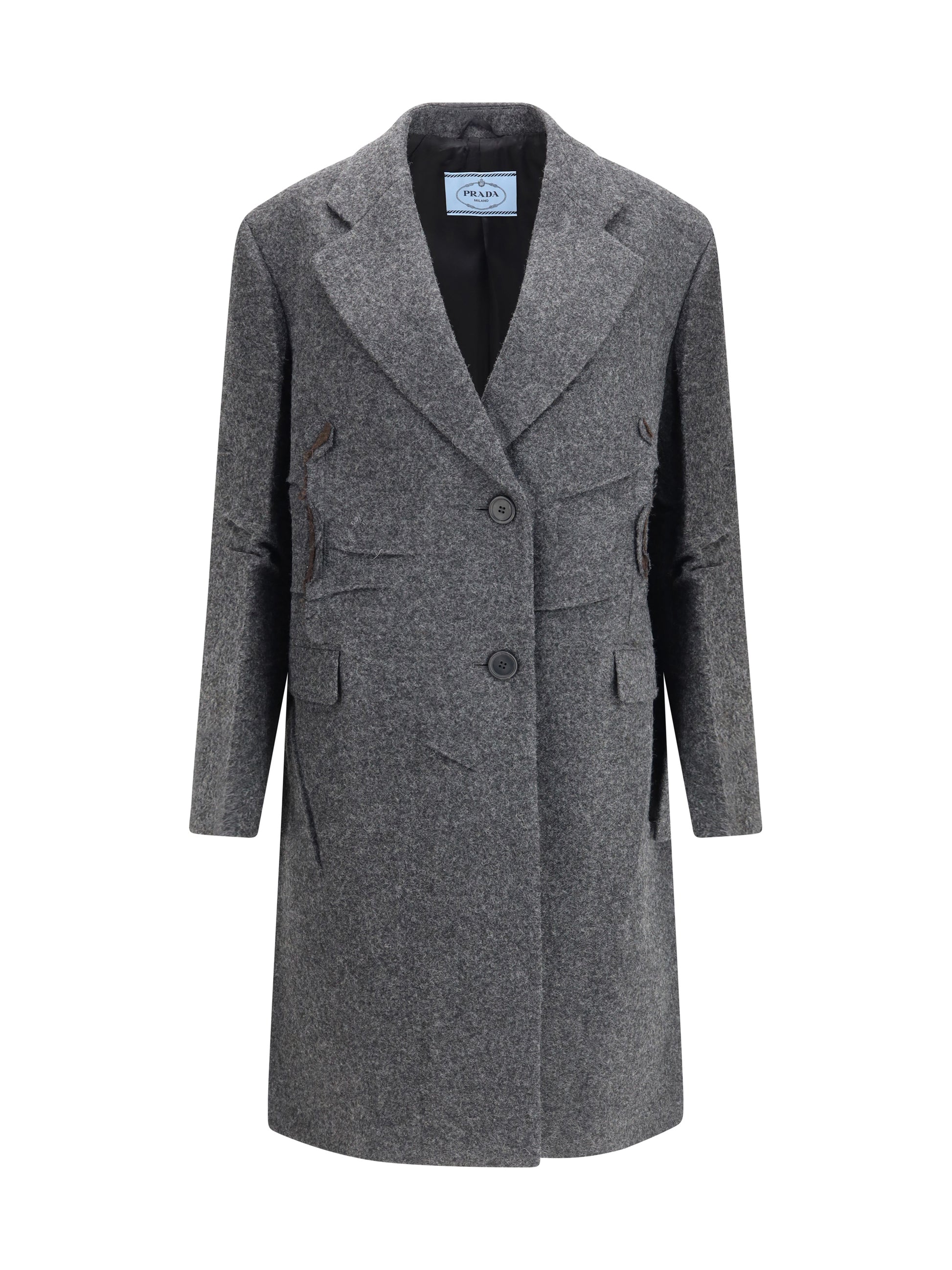Prada Women Single-Breasted Shetland Wool Coat PRADA
