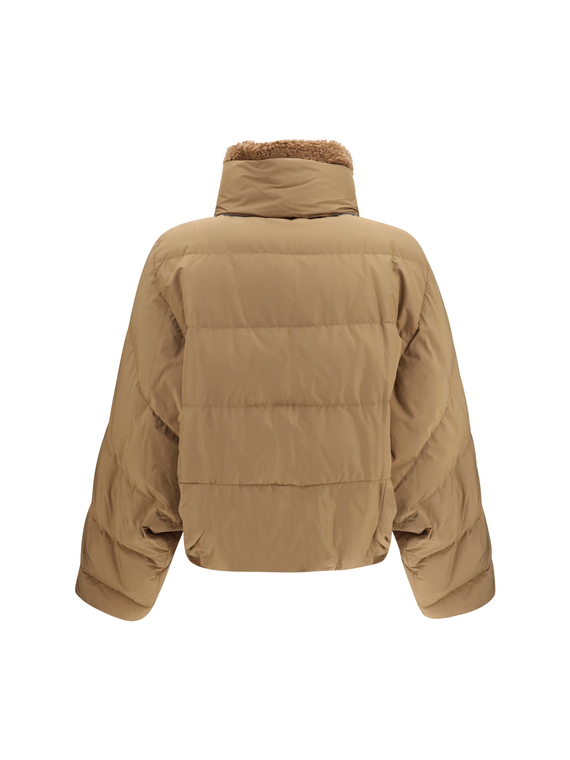 Brunello Cucinelli Women Padded Jacket With Shearling Collar BRUNELLO CUCINELLI