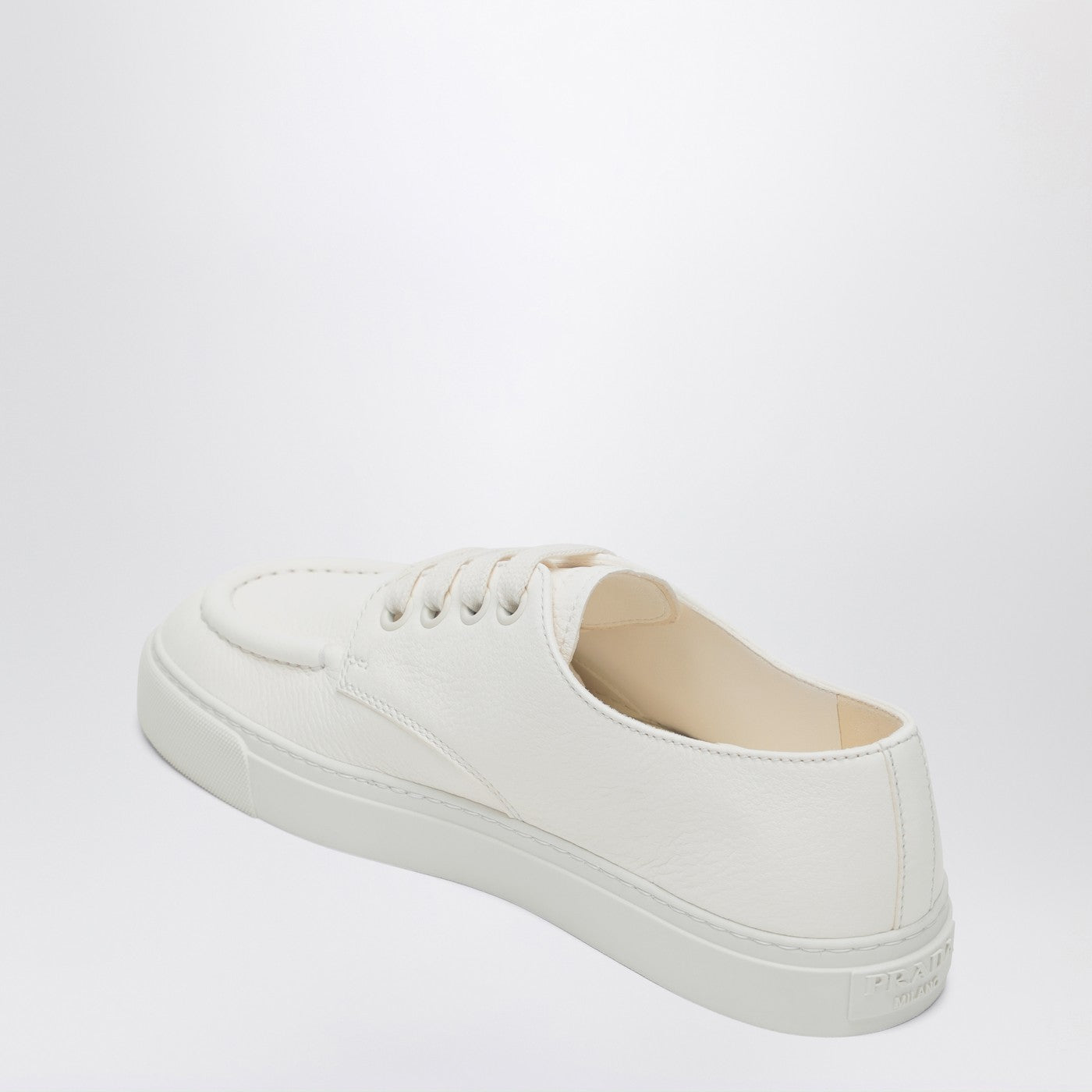 Prada Sneakers Ivory In Hammered Leather Men PRADA