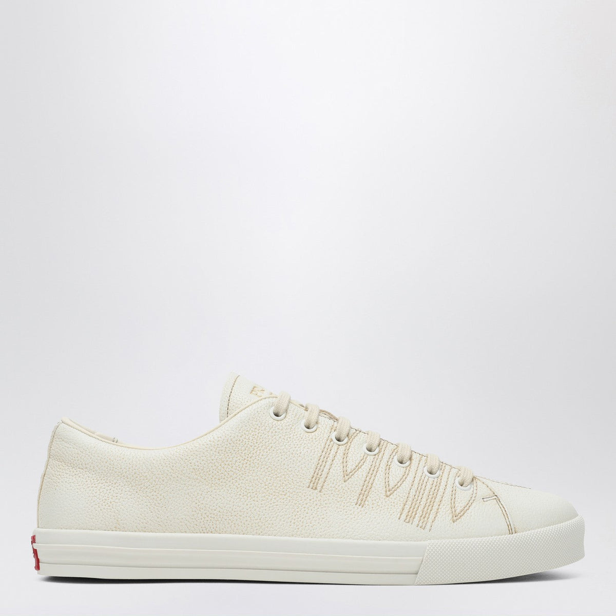 Prada Talc-Coloured Leather Sneakers Men PRADA
