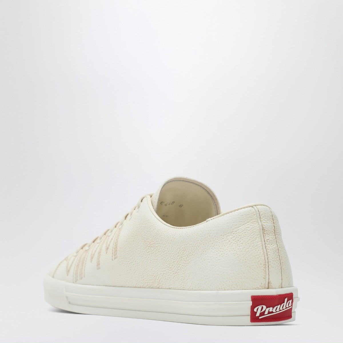 Prada Talc-Coloured Leather Sneakers Men PRADA