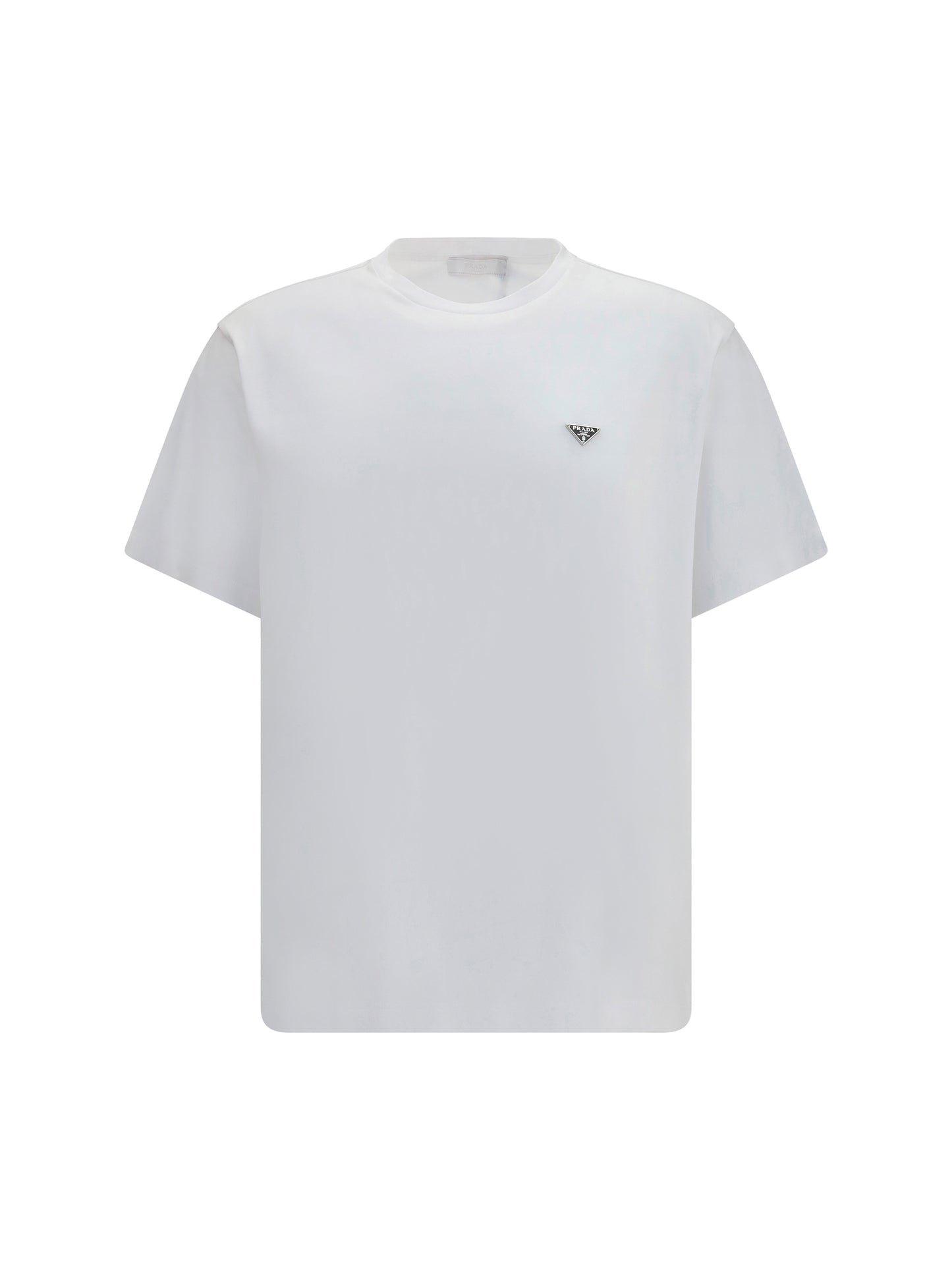 Prada Men Cotton T-Shirt With Triangle Logo PRADA