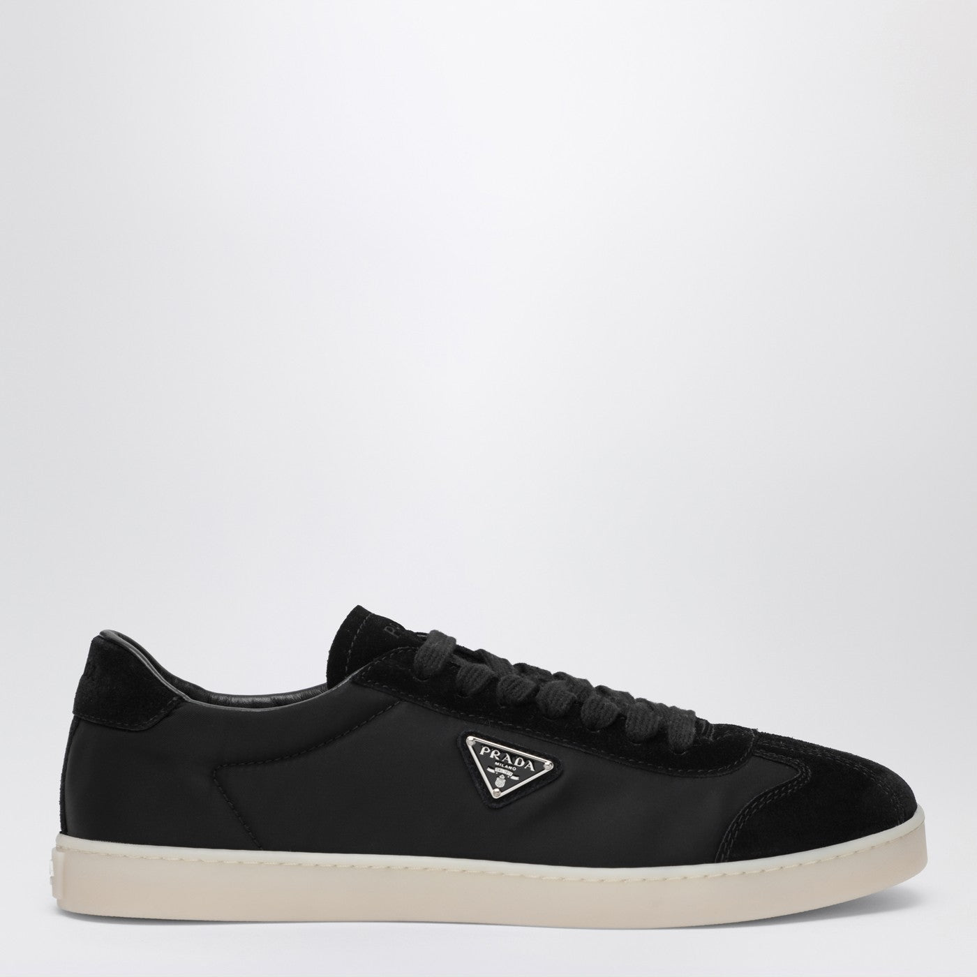Prada Black Fabric And Suede Sneakers Men PRADA