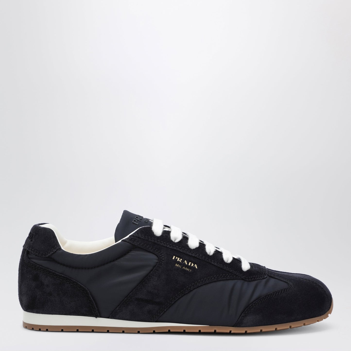 Prada Blue Fabric And Suede Sneakers Men PRADA