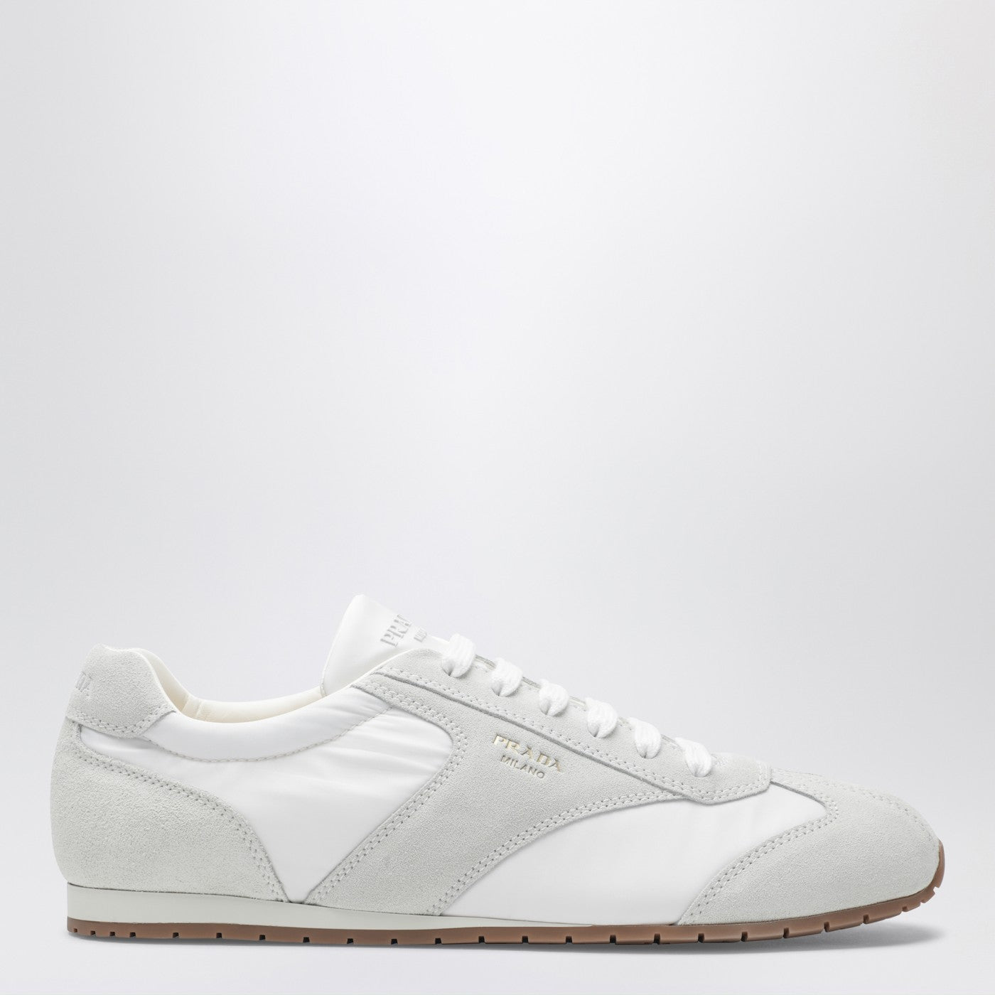 Prada White Fabric And Suede Sneakers Men PRADA