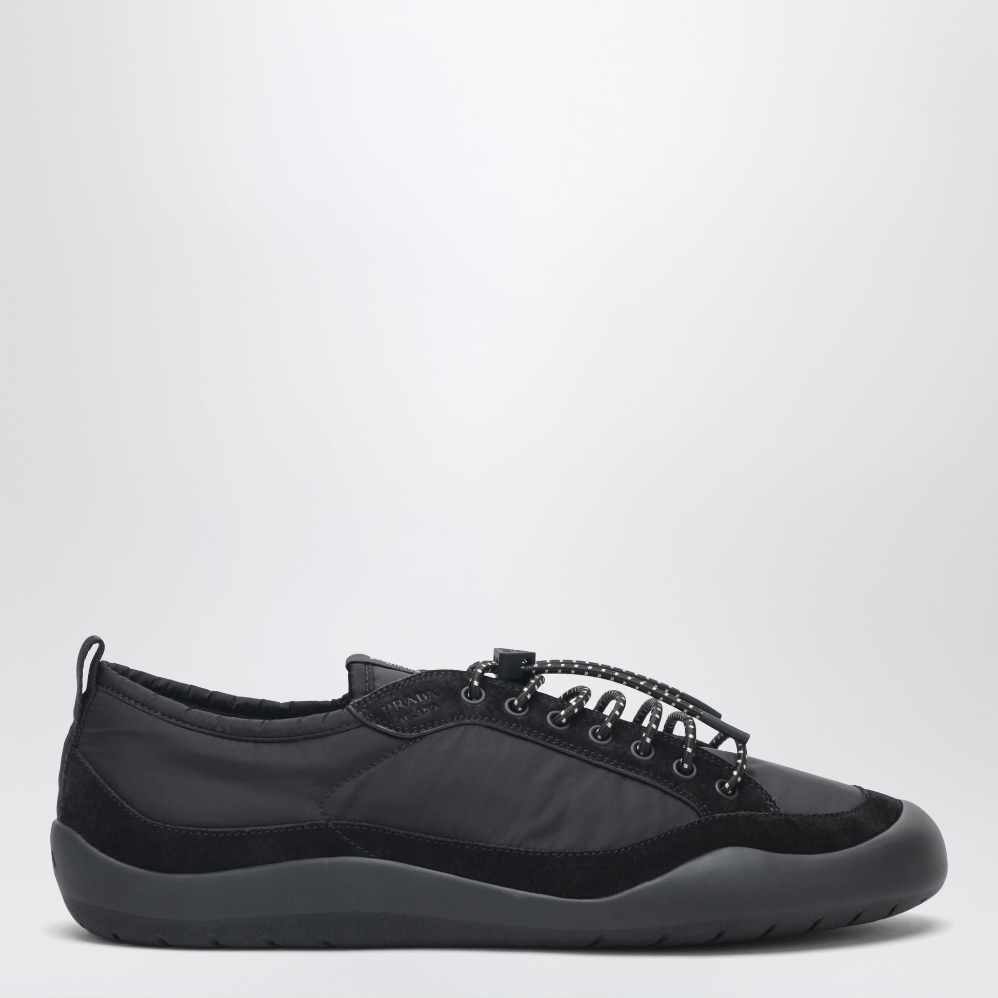 Prada Black Speedrock Sneakers In Re-Nylon And Suede Men PRADA