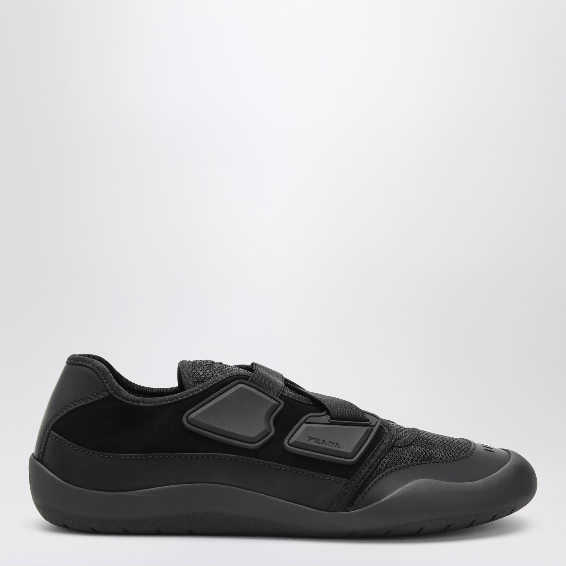 Prada Speedrock Black Leather And Mesh Sneakers Men PRADA