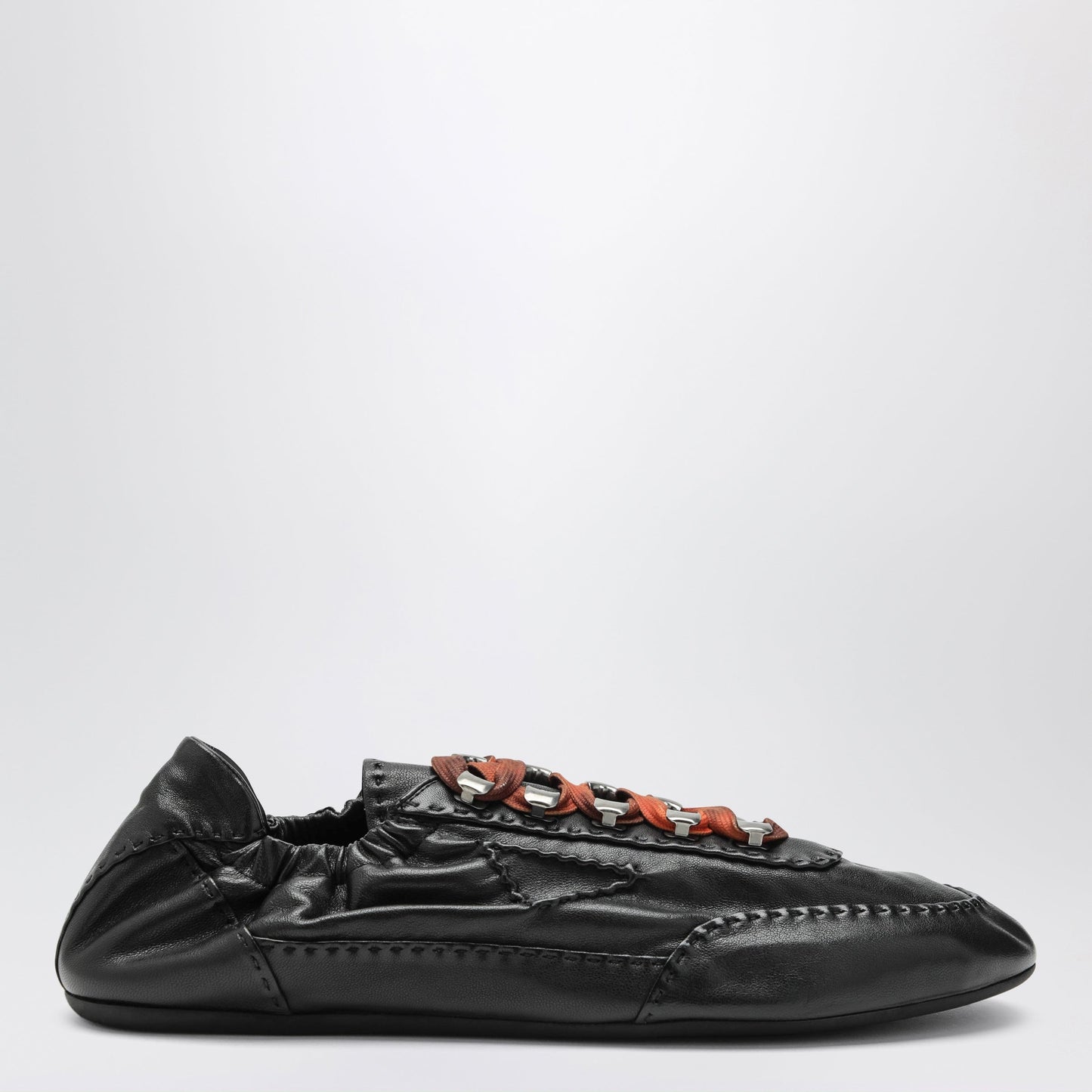 Prada Collapse Sneakers With Hooks In Black Aged Nappa Leather Men PRADA