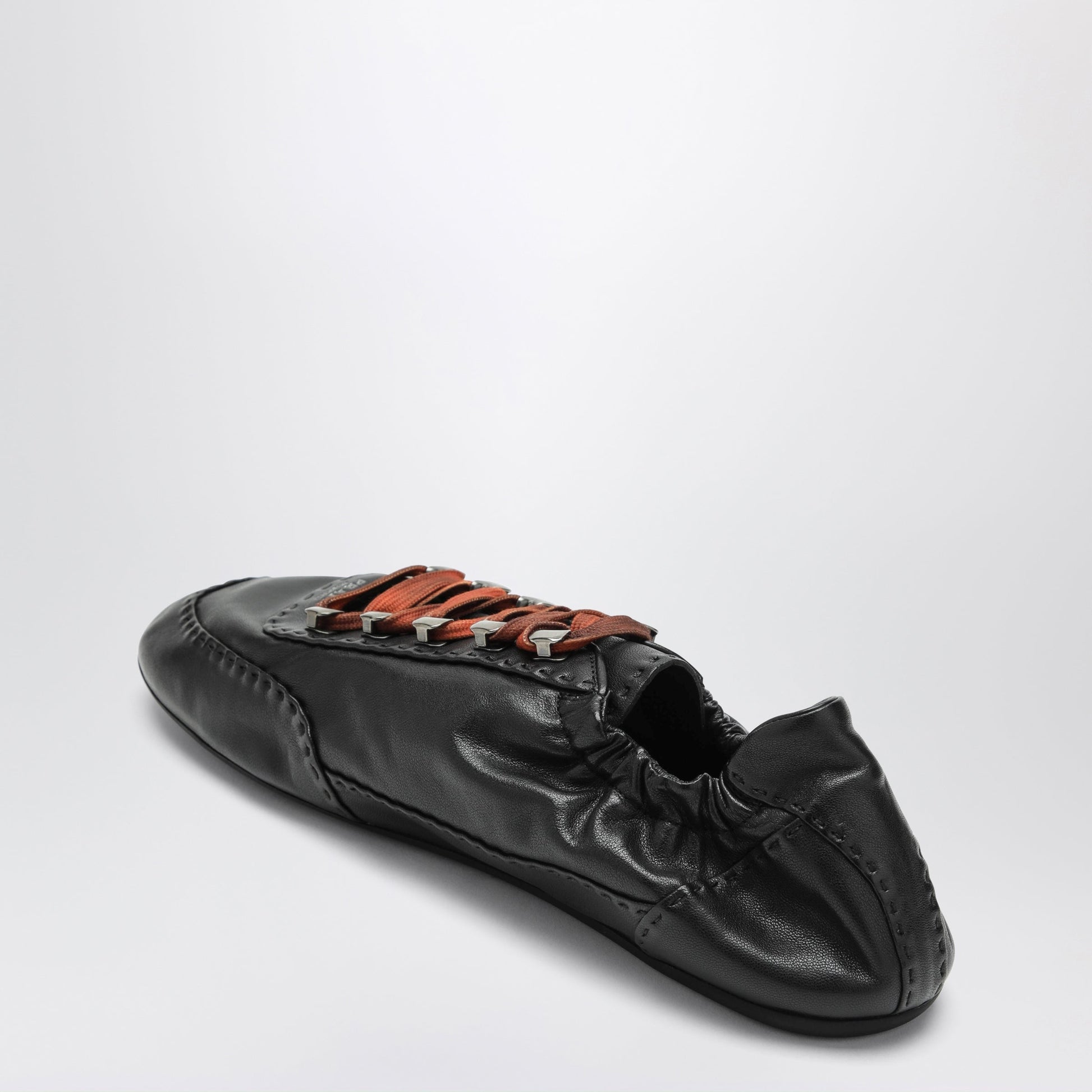 Prada Collapse Sneakers With Hooks In Black Aged Nappa Leather Men PRADA