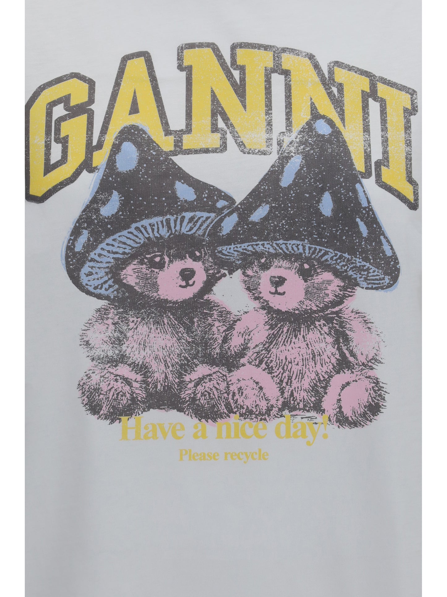 Ganni Women Teddy Mushroom Cotton T-Shirt GANNI