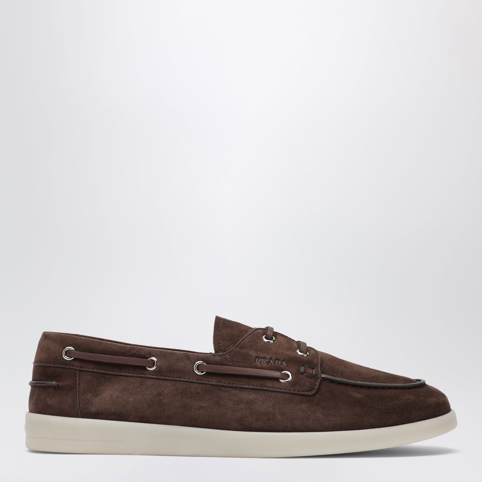 Prada Brown Suede Boat Shoes Men PRADA