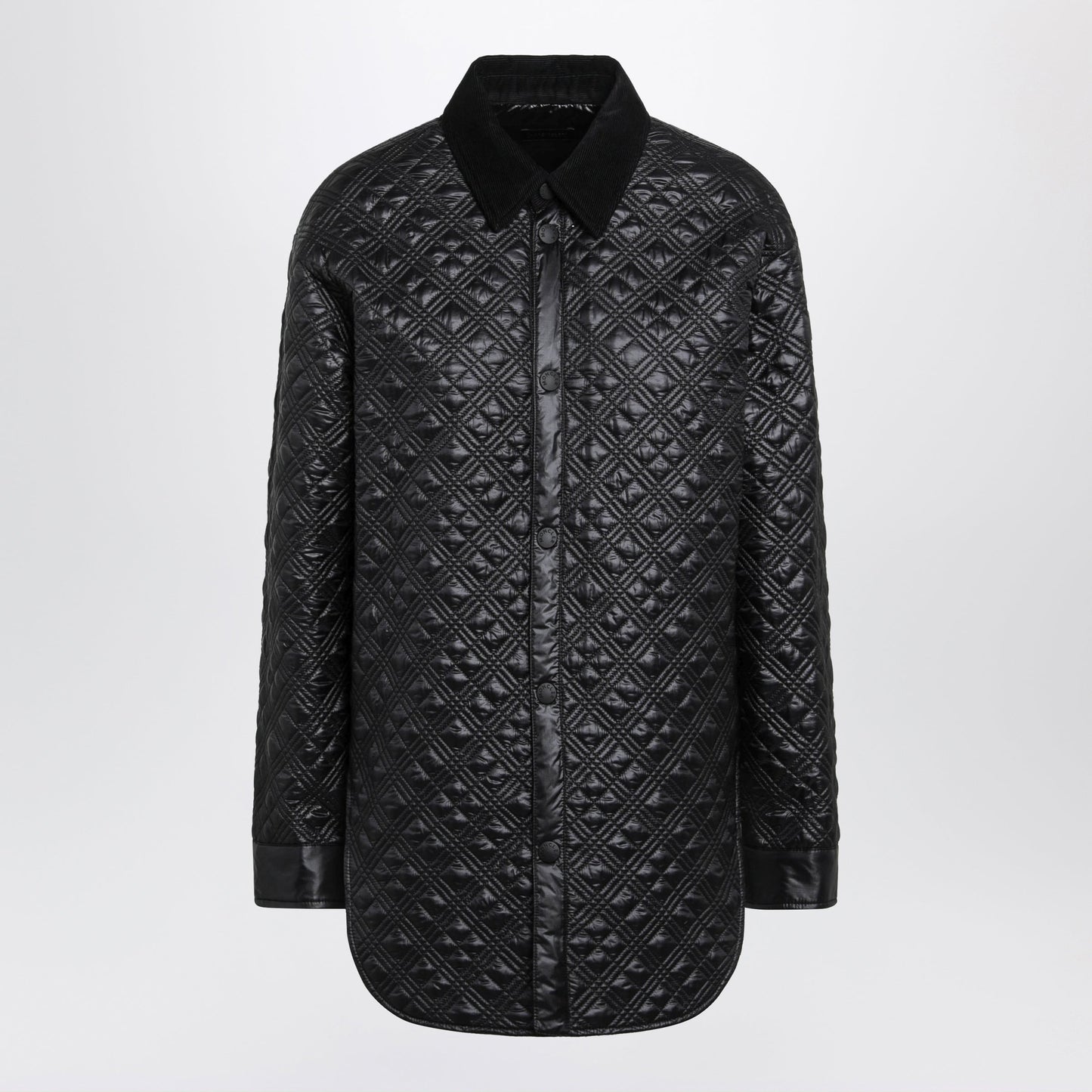 Moncler Black Padded Overshirt With Corduroy Collar Women MONCLER