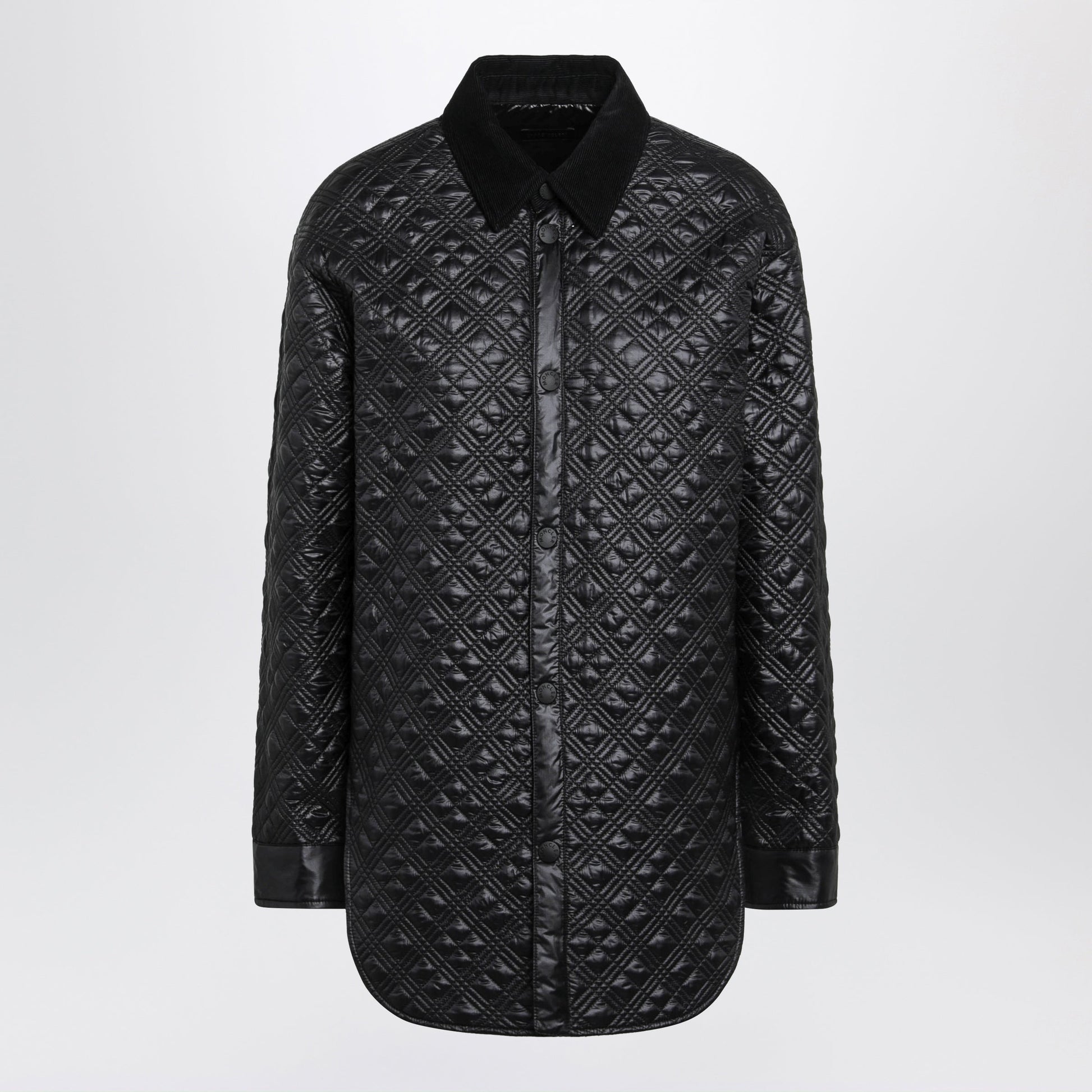 Moncler Black Padded Overshirt With Corduroy Collar Women MONCLER