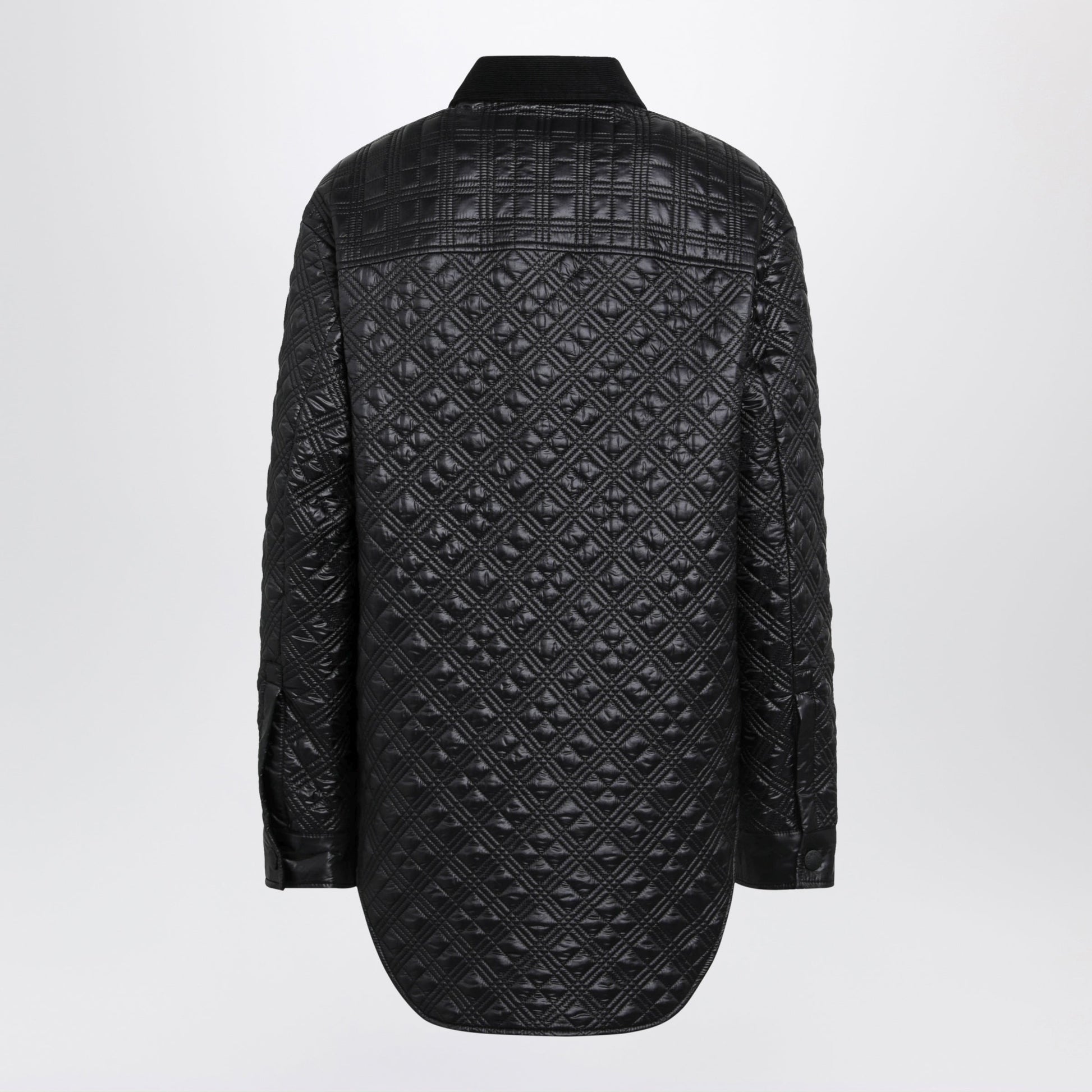 Moncler Black Padded Overshirt With Corduroy Collar Women MONCLER