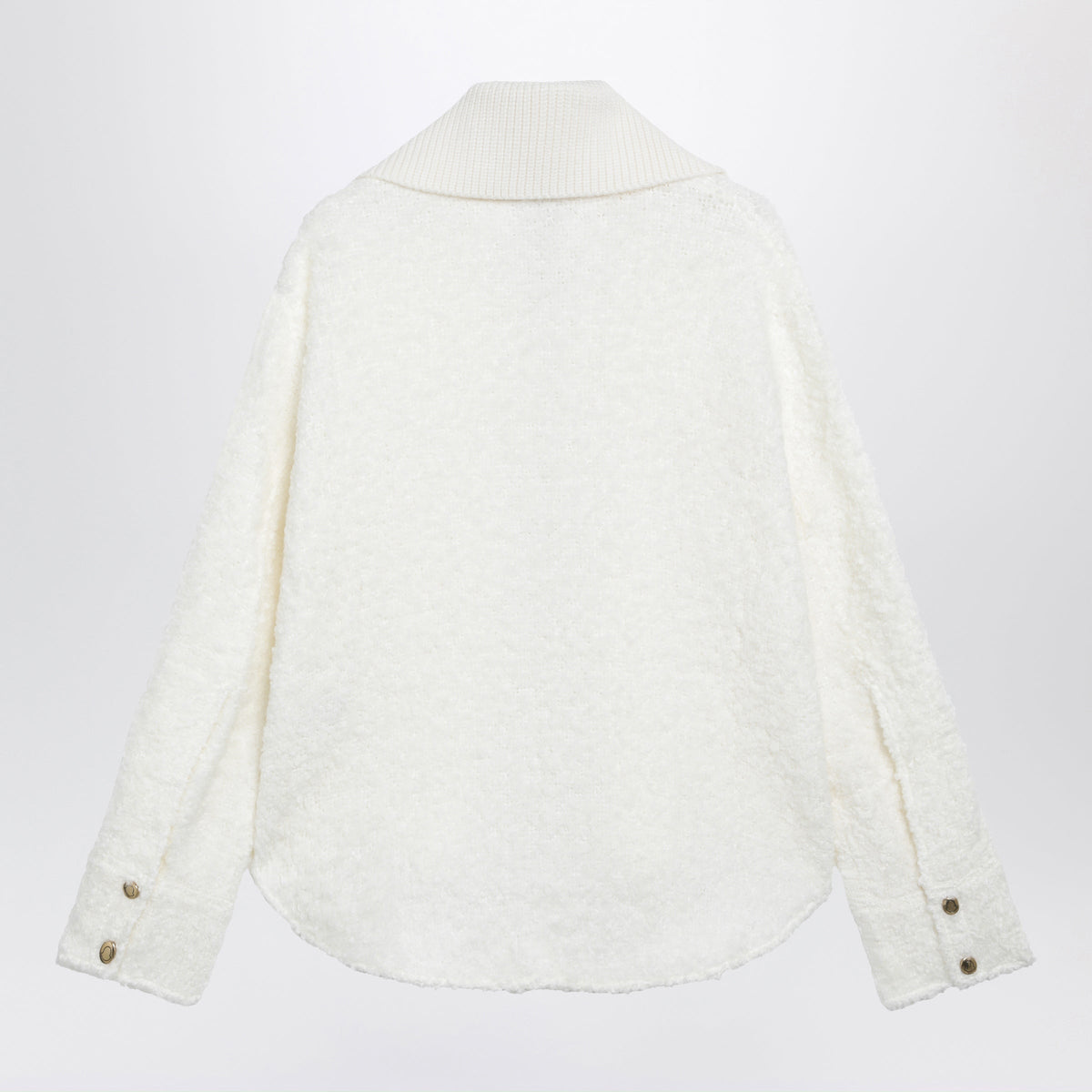 Moncler White Zip-Up Jacket In Boucle Fabric Women MONCLER