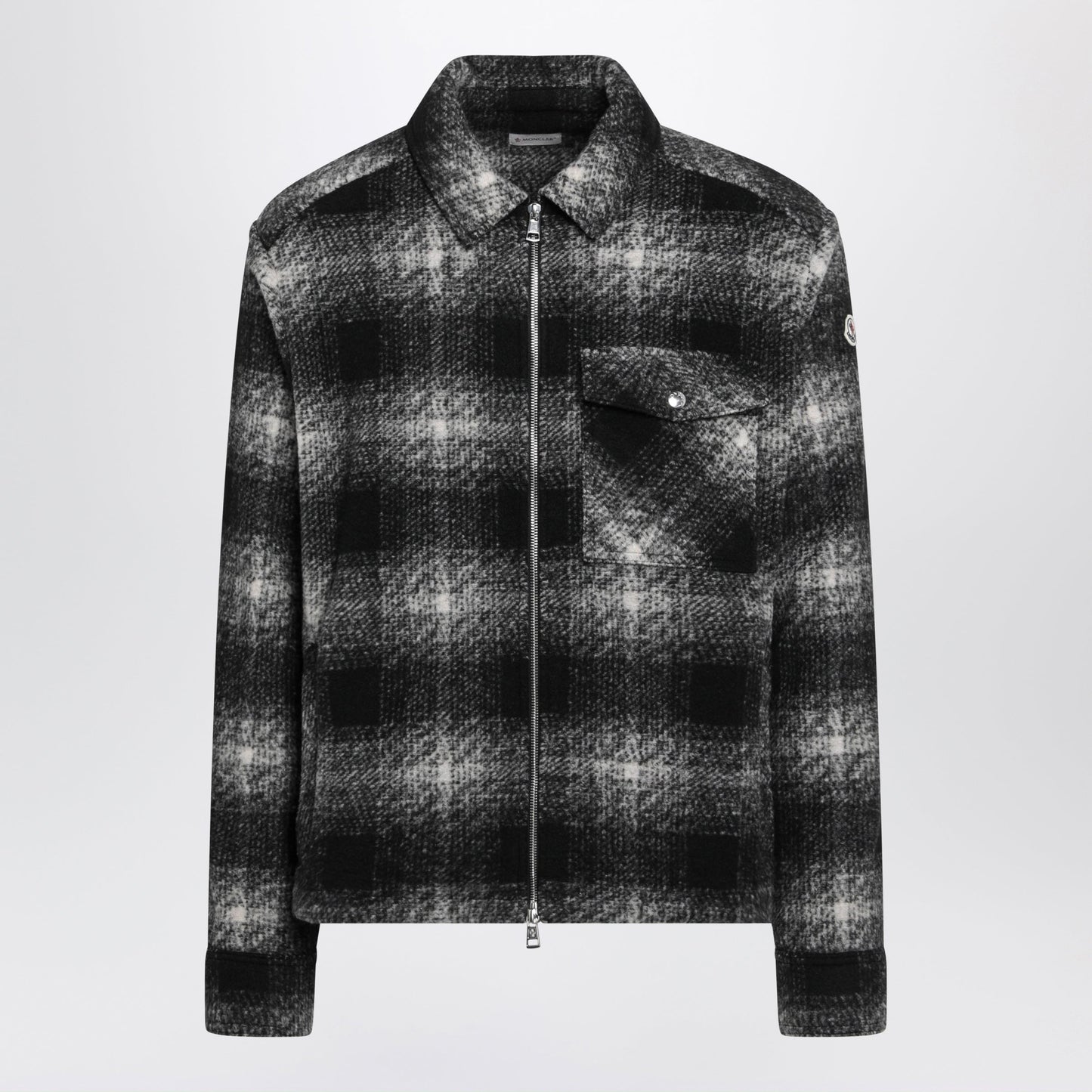 Moncler Black Check-Pattern Wool-Blend Jacket Men MONCLER