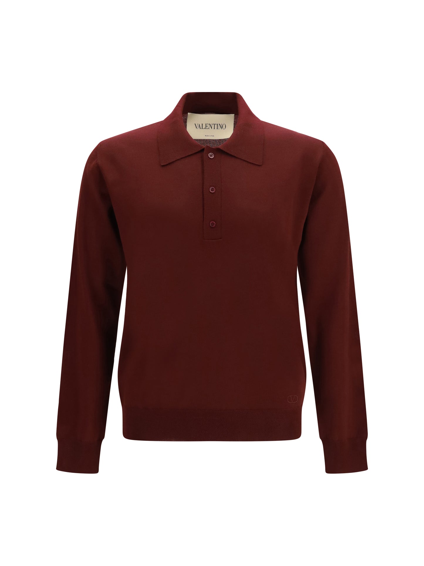 Valentino Men Long-Sleeve Wool Polo With Vlogo VALENTINO