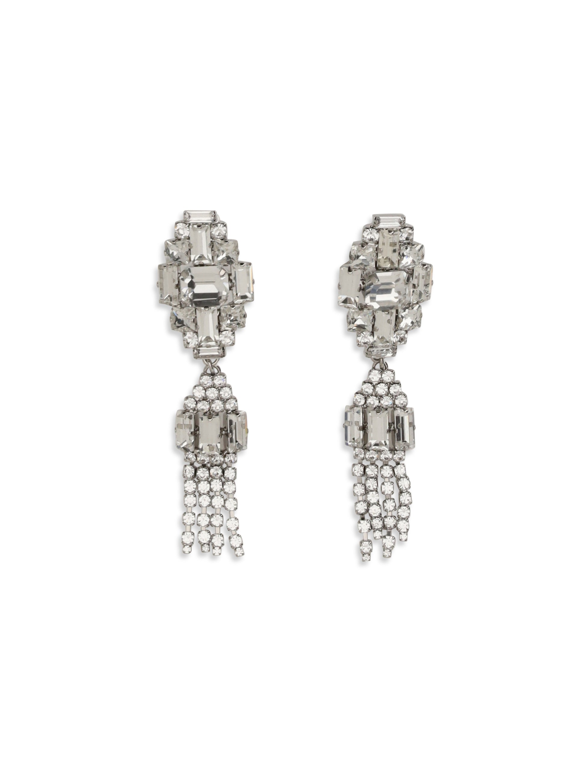 Alessandra Rich Women Silver-Colored Crystal Drop Earrings ALESSANDRA RICH