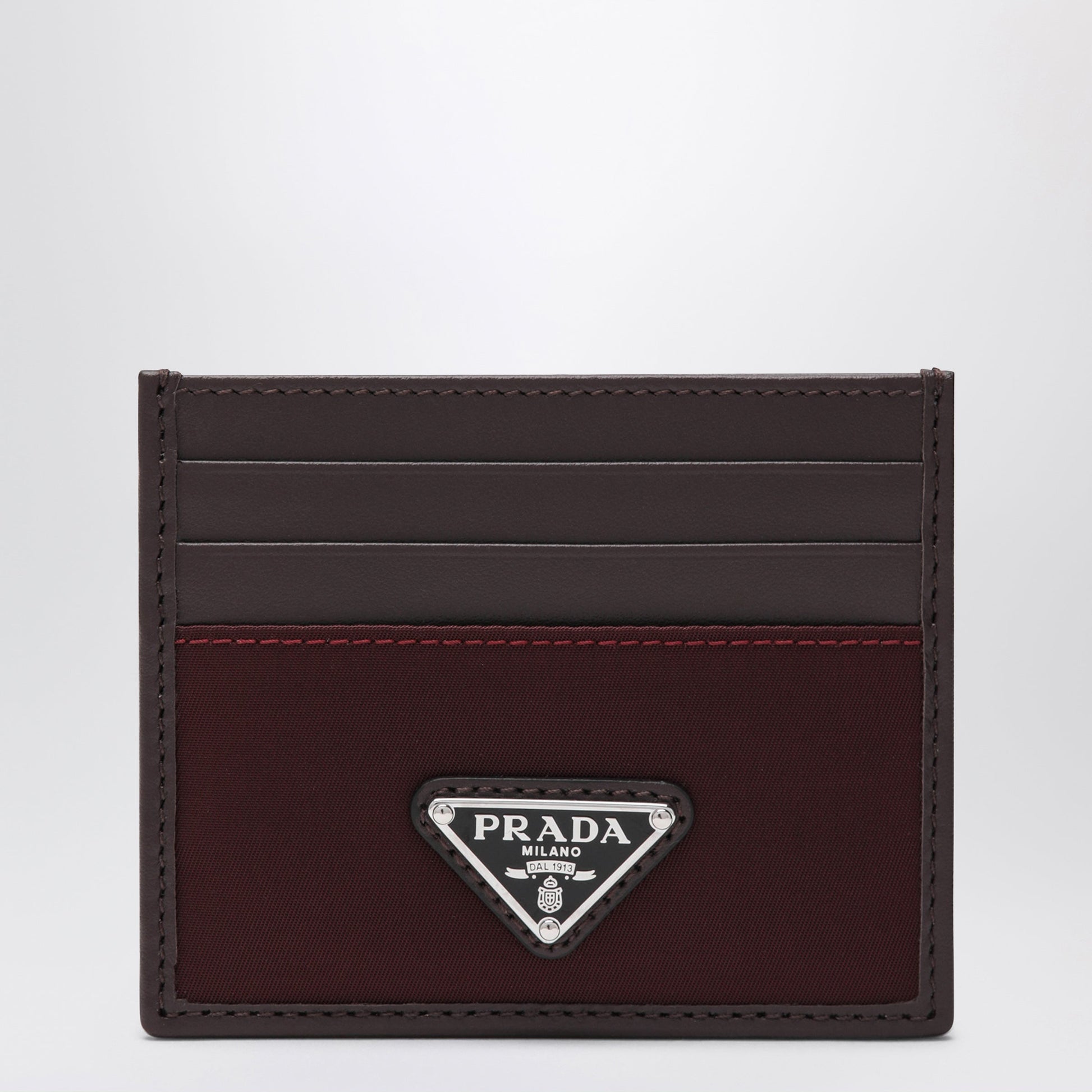 Prada Prada Speedrock Cardholder In Re-Nylon And Burgundy Leather Men PRADA