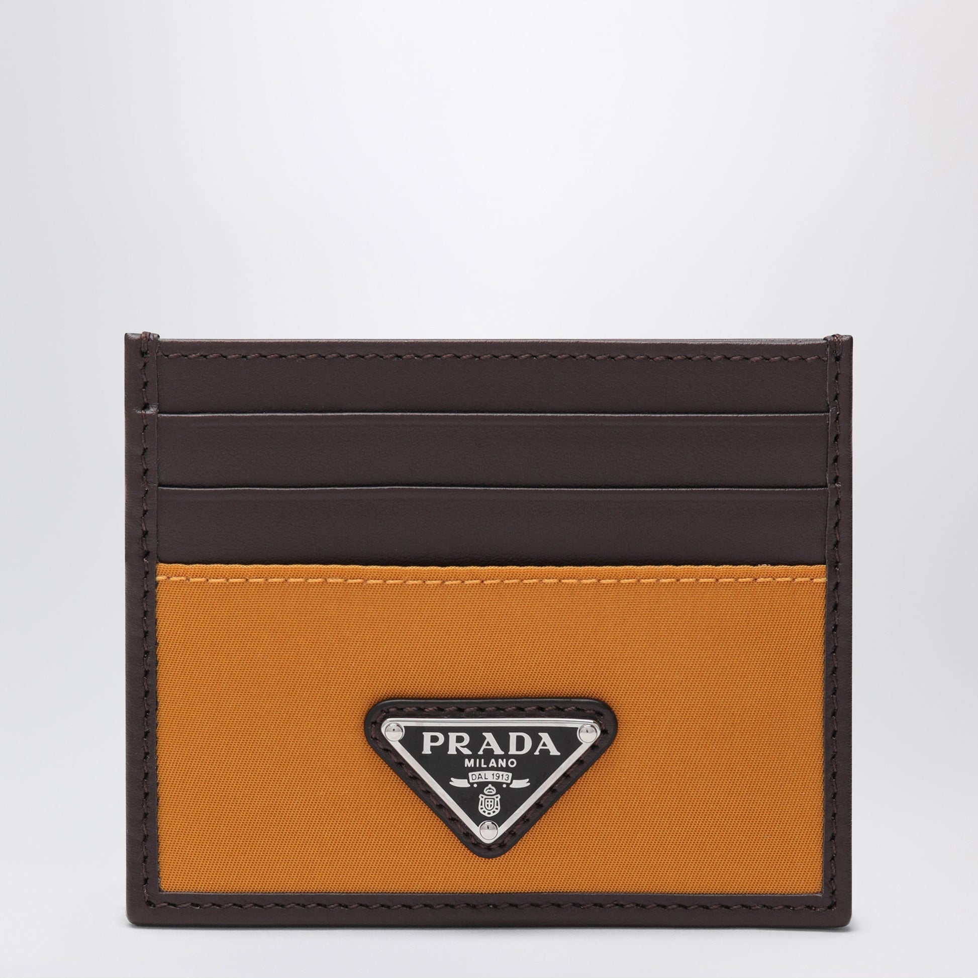 Prada Prada Speedrock Cardholder In Re-Nylon And Amber Leather Men PRADA