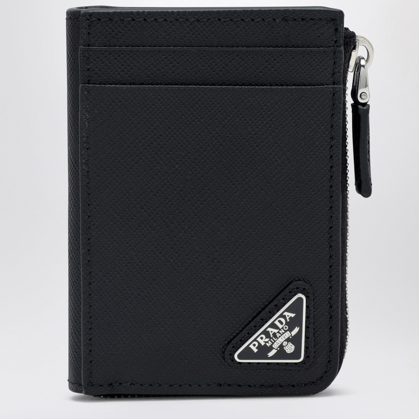 Prada Black Saffiano Zip Card Holder Men PRADA