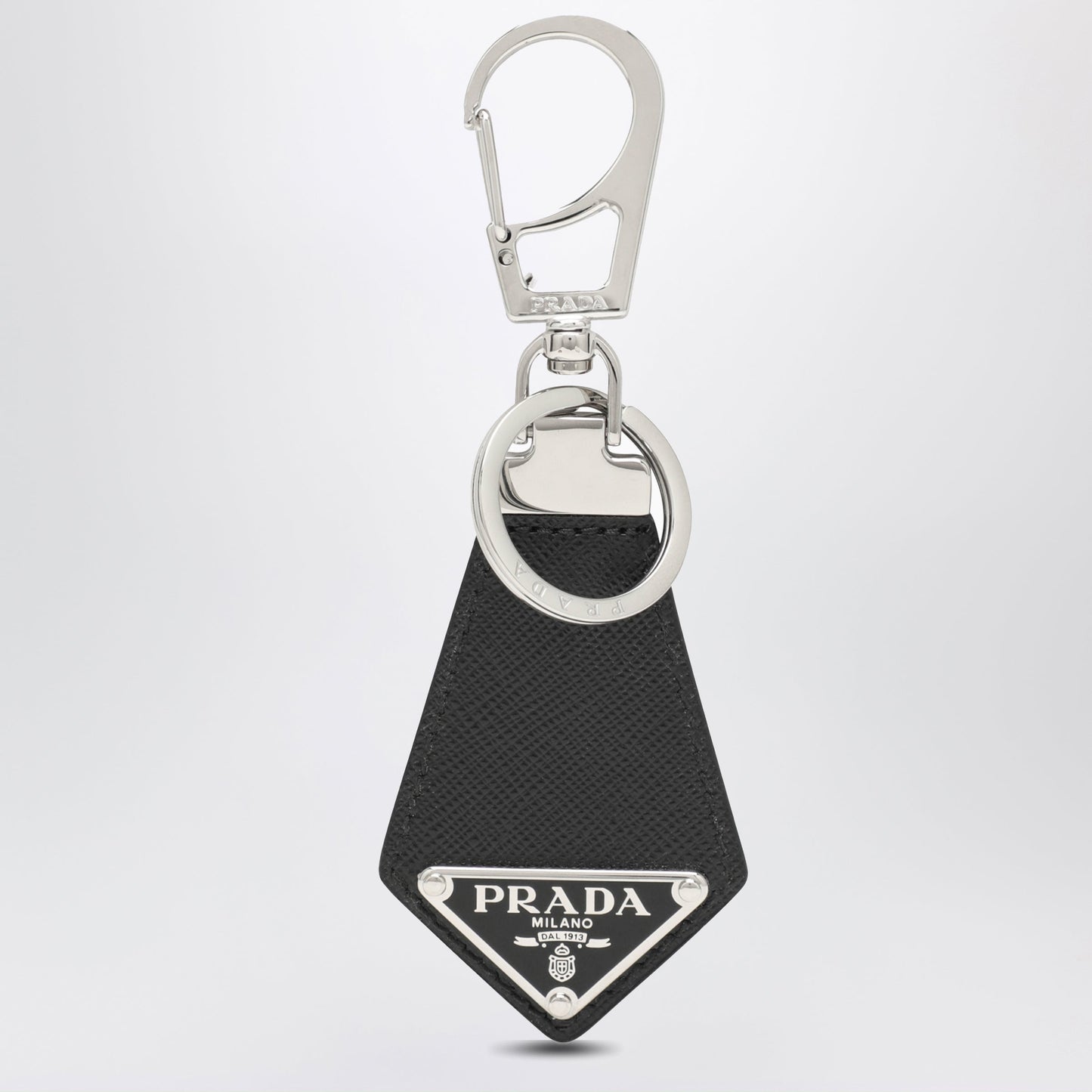 Prada Black Saffiano Key Holder With Logo Men PRADA