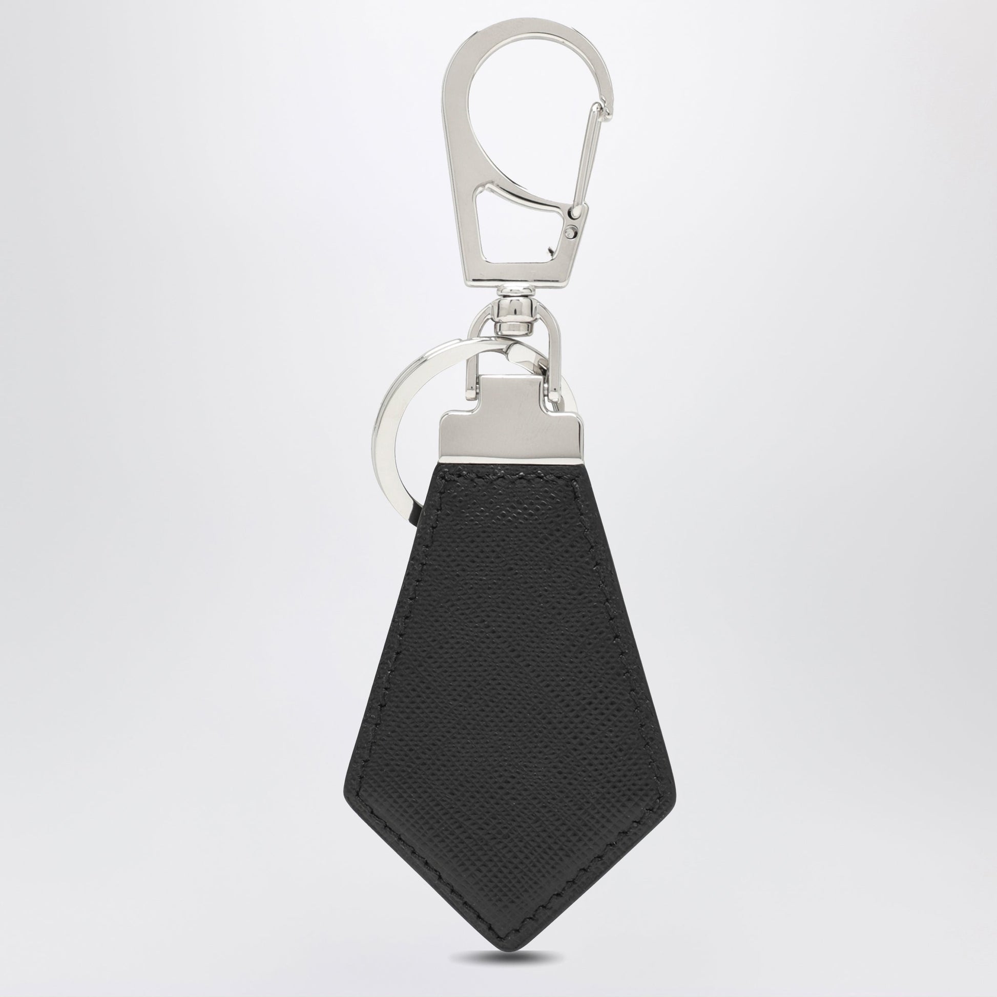 Prada Black Saffiano Key Holder With Logo Men PRADA