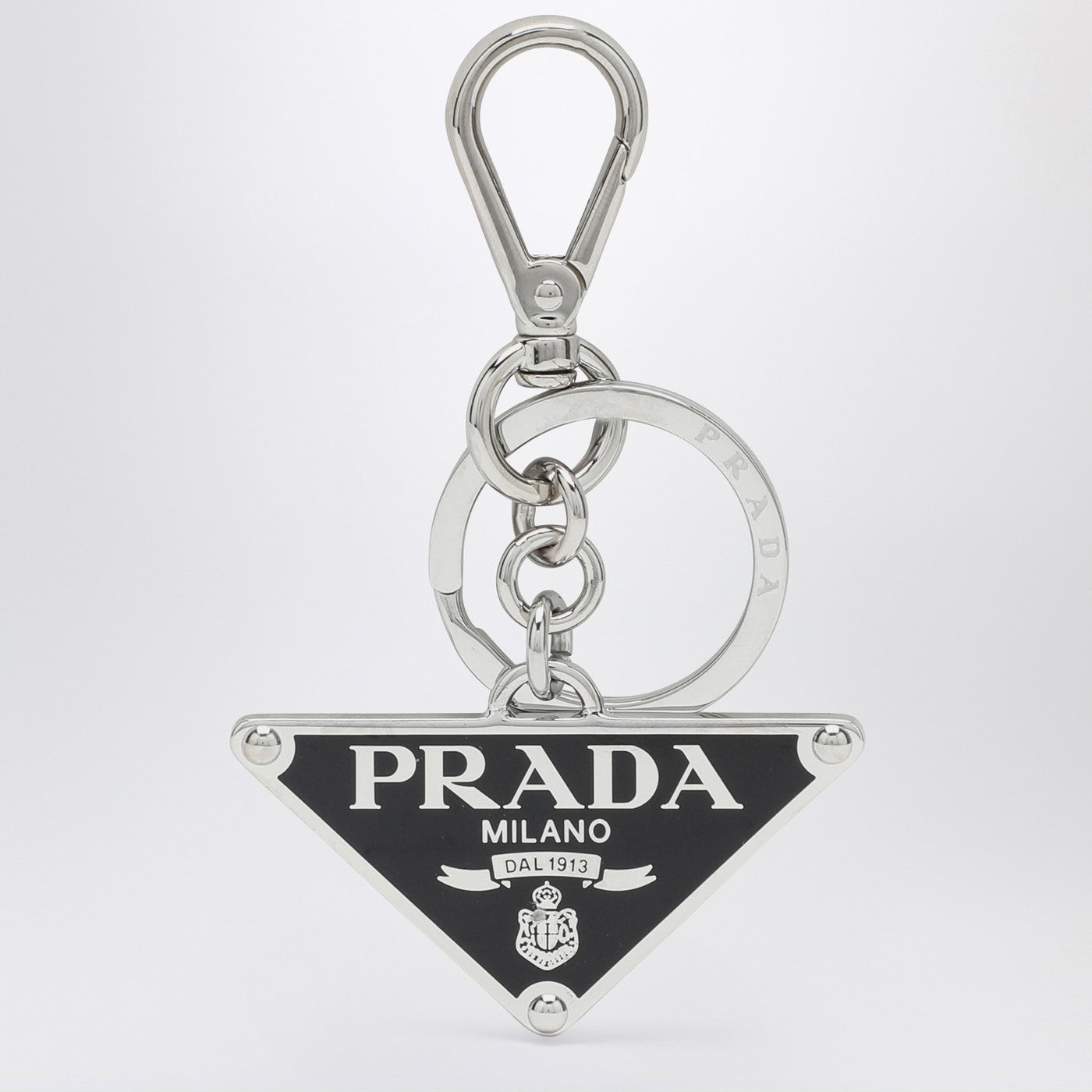 Prada Black Metal Keyring Men PRADA