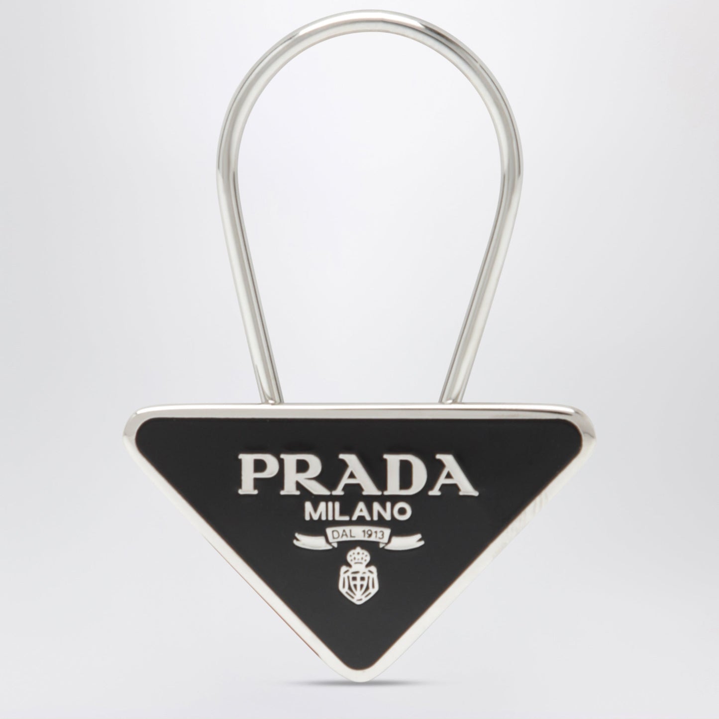 Prada Black/Silver Keyring In Enamelled Metal Men PRADA